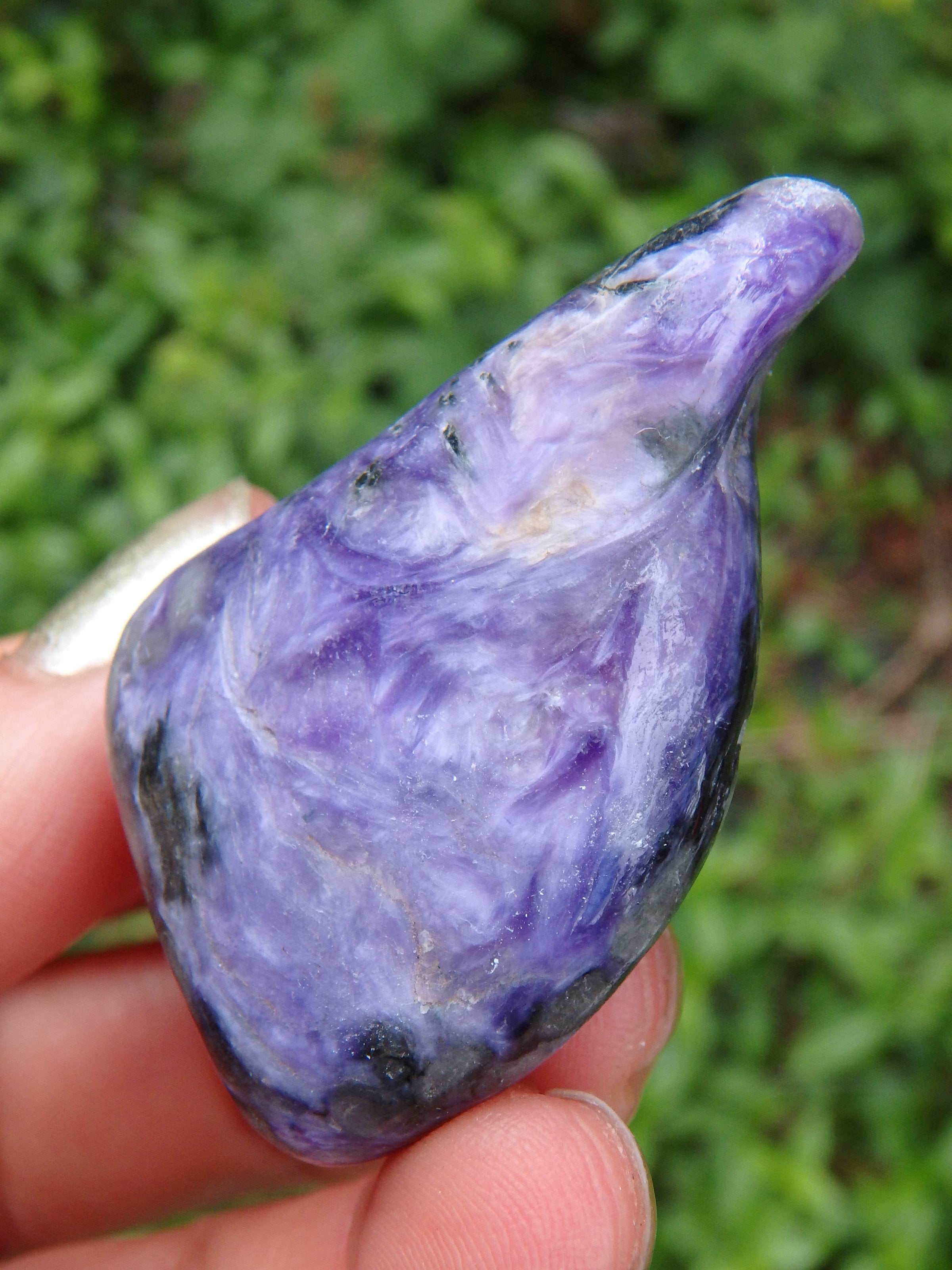 Silky Deep Grape Purple Charoite Polished Hand Held Specimen 1