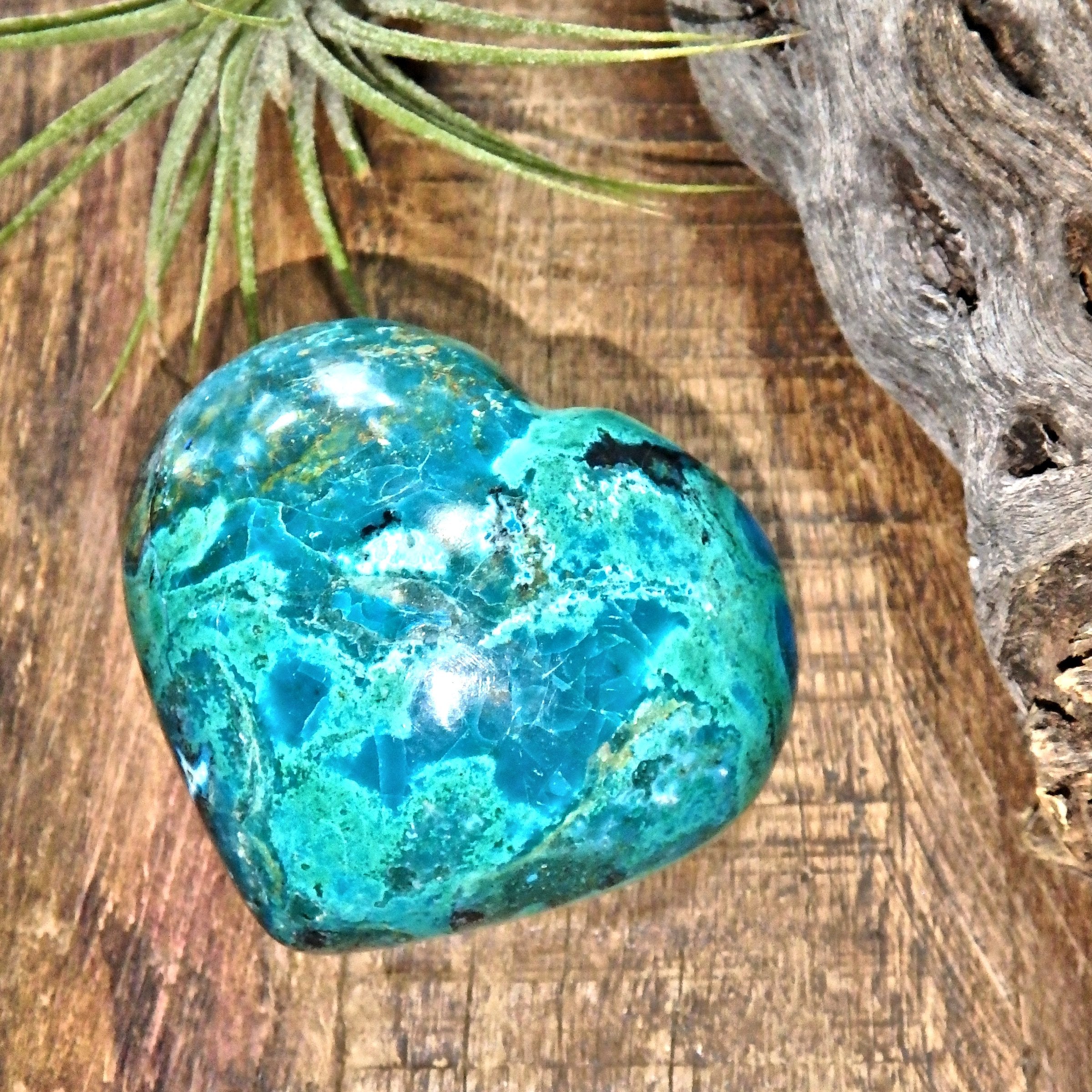 Gorgeous Color Combo Chrysocolla Love Heart Carving 1 - Earth Family Crystals