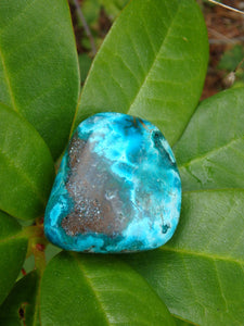 Beautiful Robin Egg Blue Chrysocolla Palm Stone From Peru - Earth Family Crystals