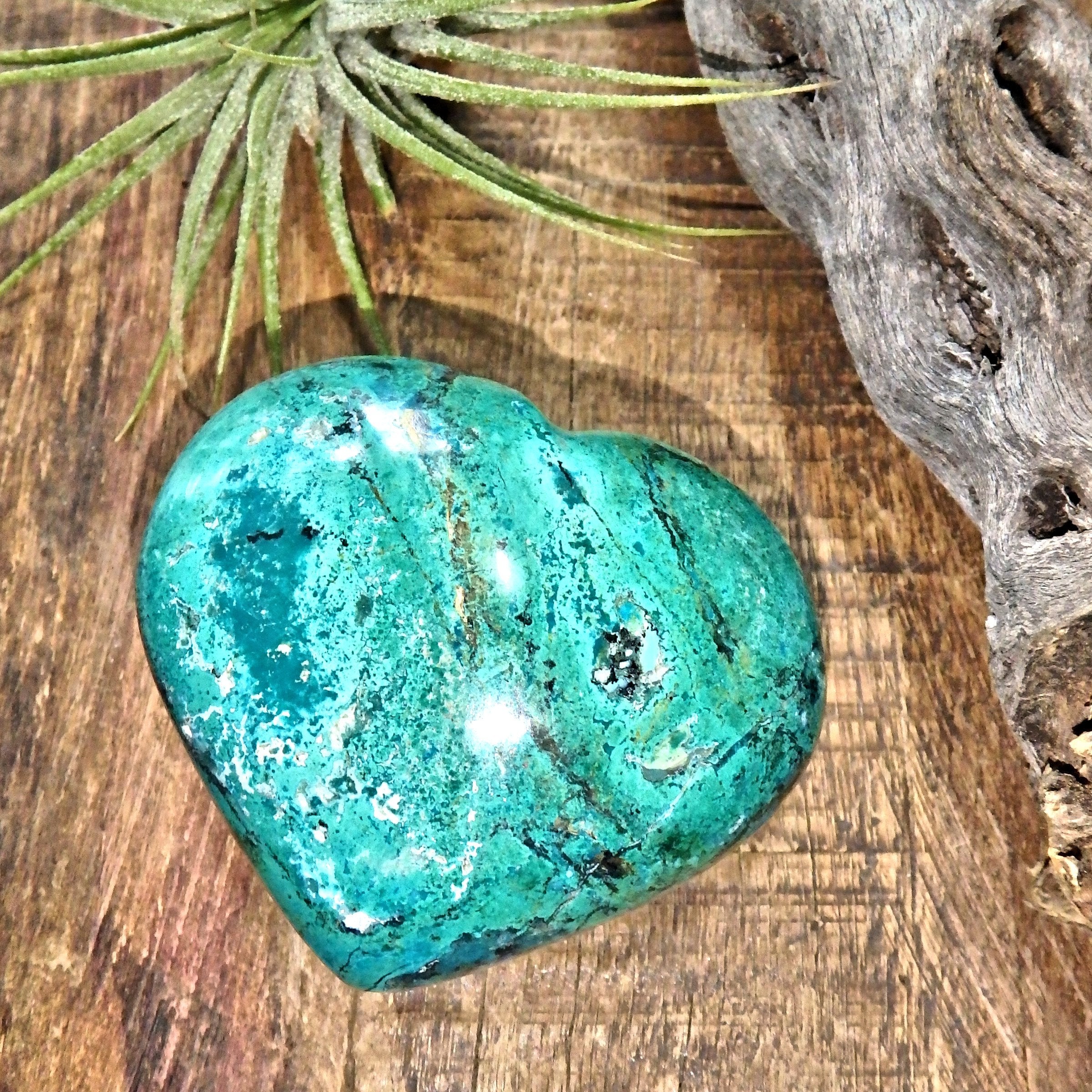 Gorgeous Color Combo Chrysocolla Love Heart Carving 1 - Earth Family Crystals