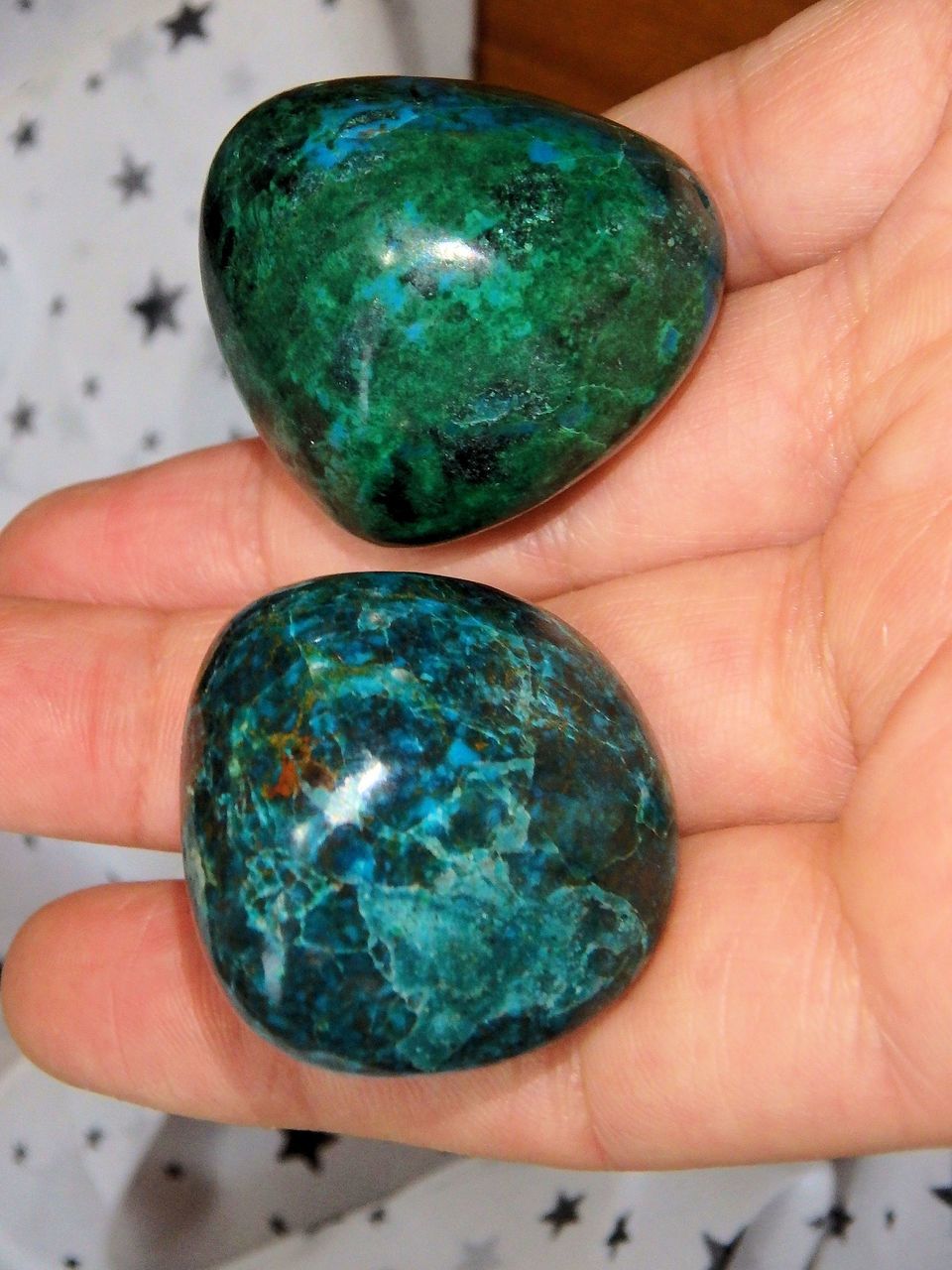 Set of 2 Vibrant Robin Egg Blue Chrysocolla Tumbled Stones - Earth Family Crystals