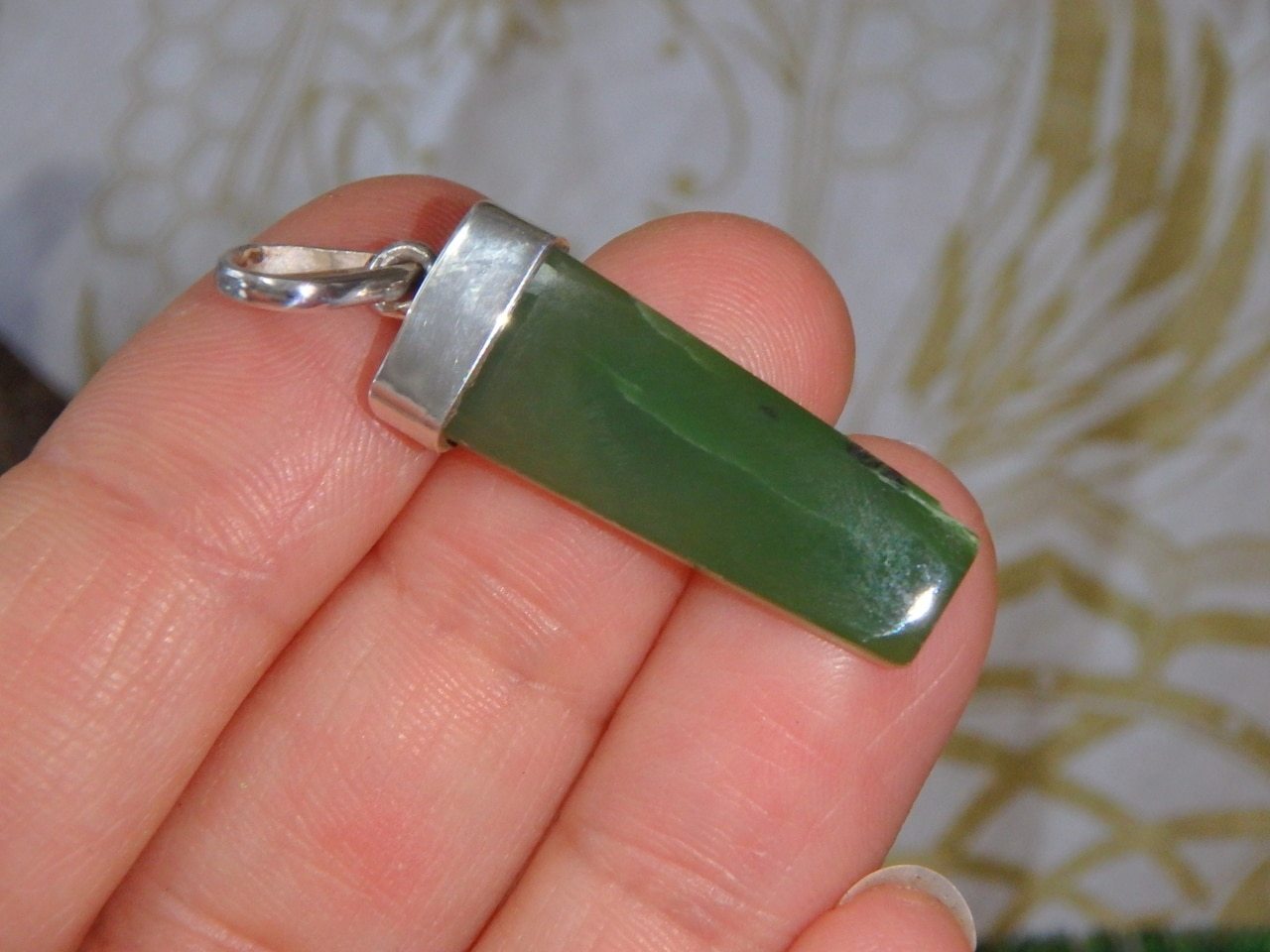 Polished Green Chrysoprase Pendant in Sterling Silver (Includes Silver Chain) Reduced - Earth Family Crystals