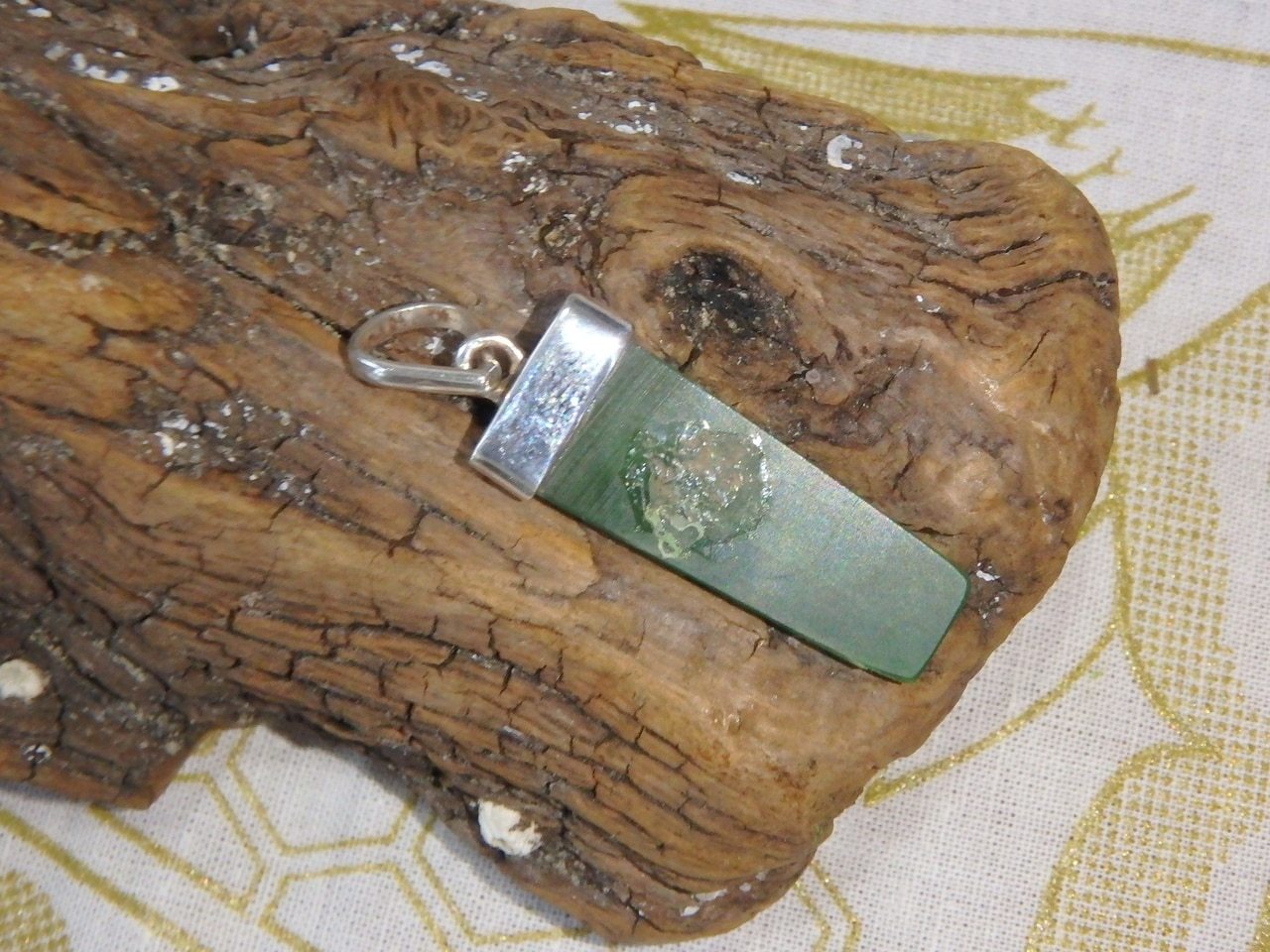 Polished Green Chrysoprase Pendant in Sterling Silver (Includes Silver Chain) Reduced - Earth Family Crystals