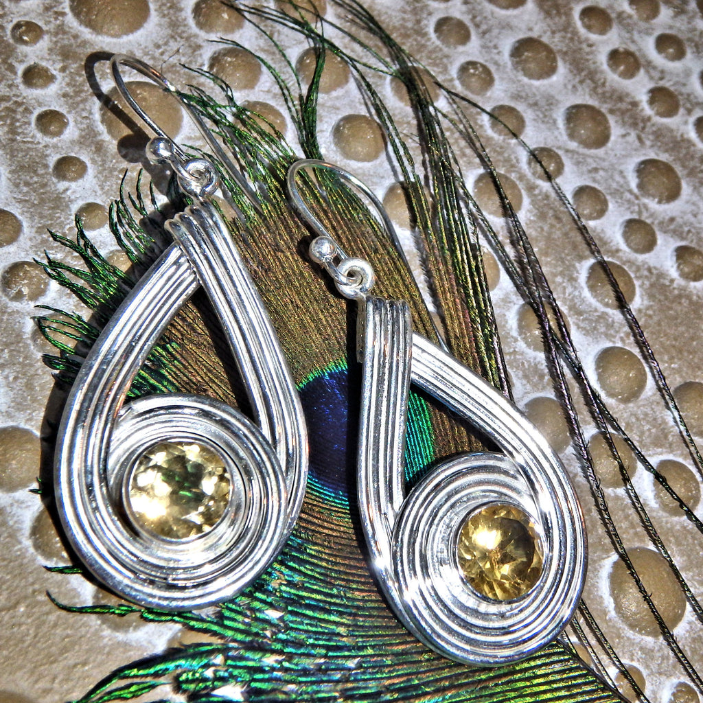 Golden Illumination Faceted Citrine Earrings in Sterling Silver - Earth Family Crystals
