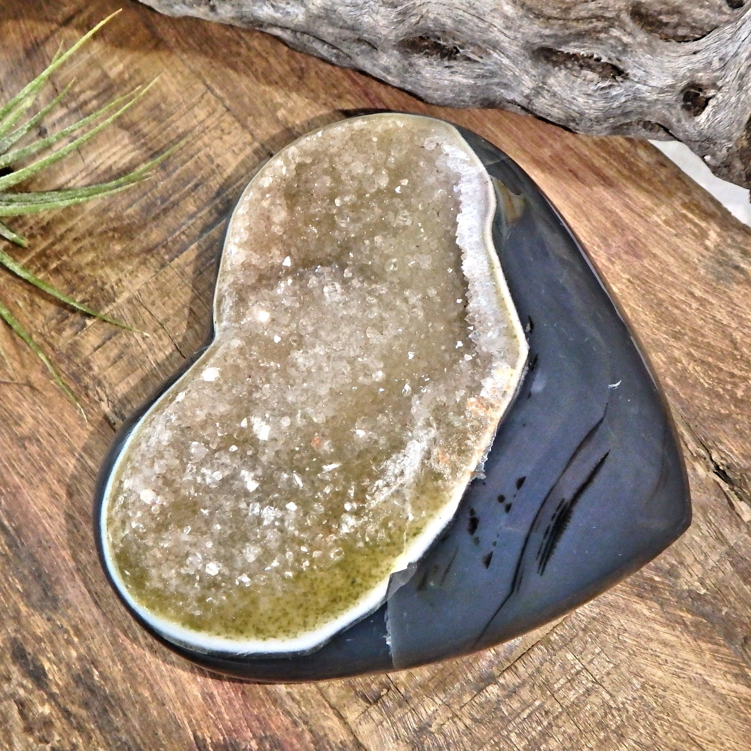 Fantastic Citrine Druzy & Agate Love Heart Carving - Earth Family Crystals