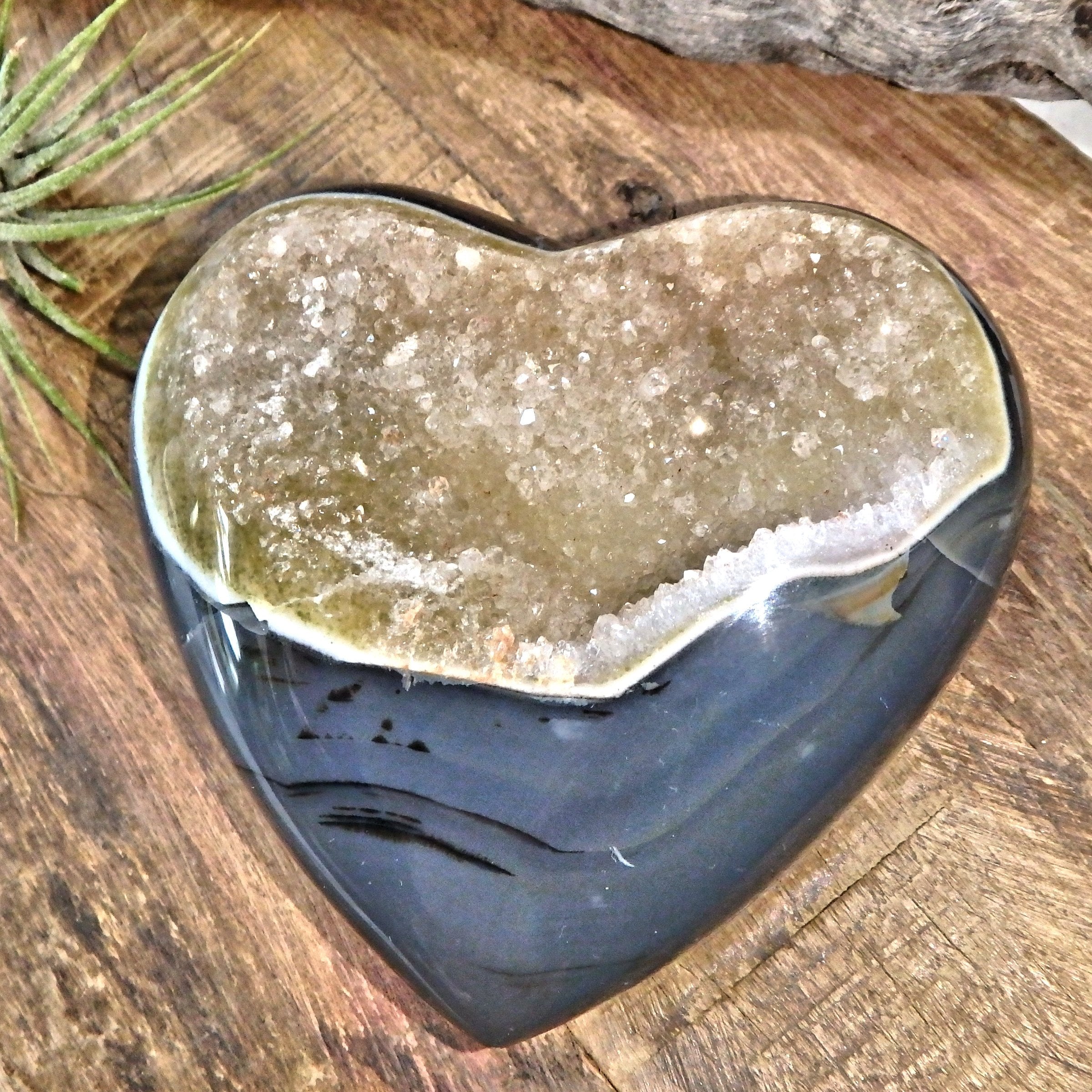 Fantastic Citrine Druzy & Agate Love Heart Carving - Earth Family Crystals