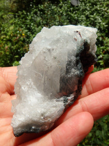 Shimmering Quartz & Apophyllite Druzy Points on Clear Calcite Matrix From India