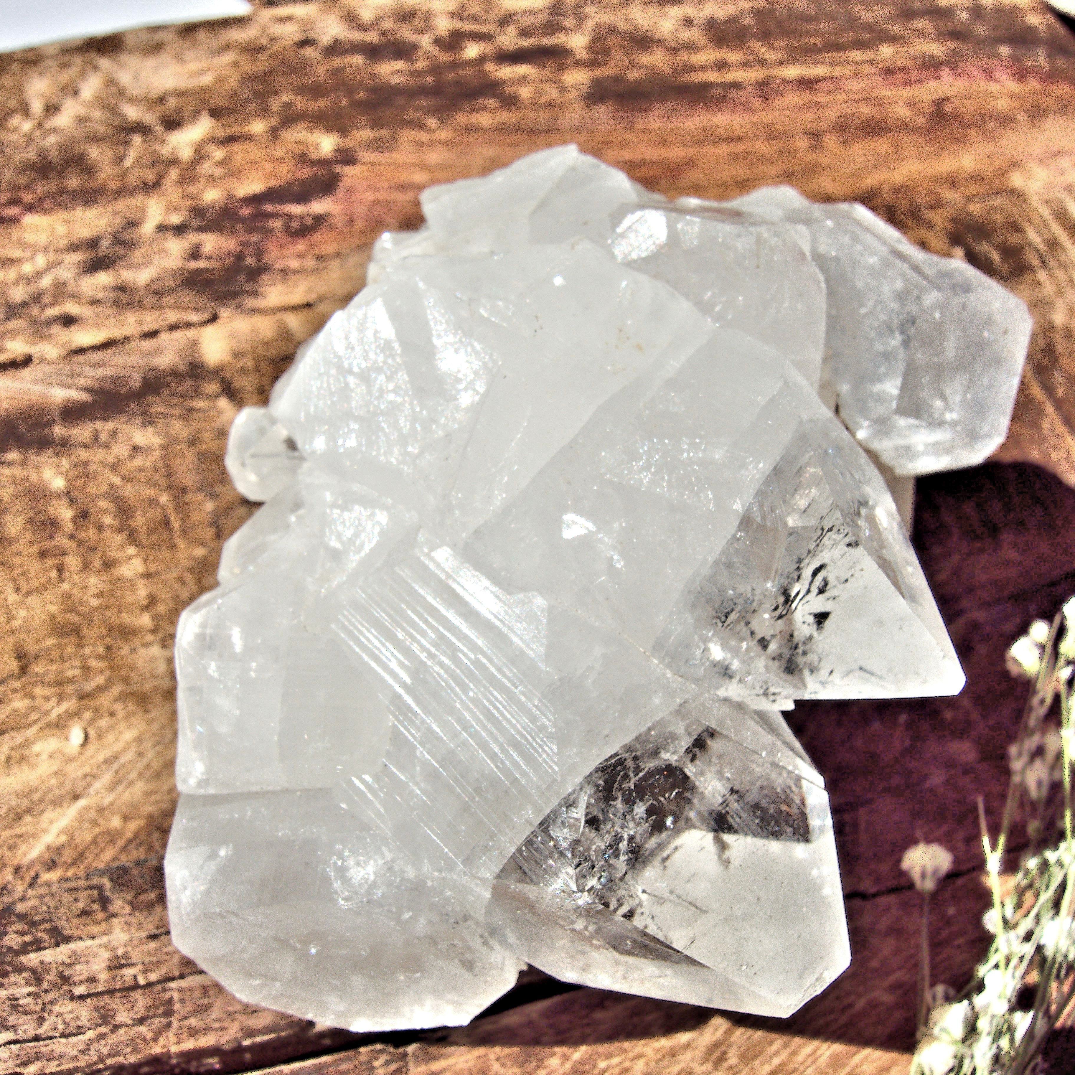 Chunky Clear Apophyllite & Peachy Pink Stilbite Cluster From India - Earth Family Crystals