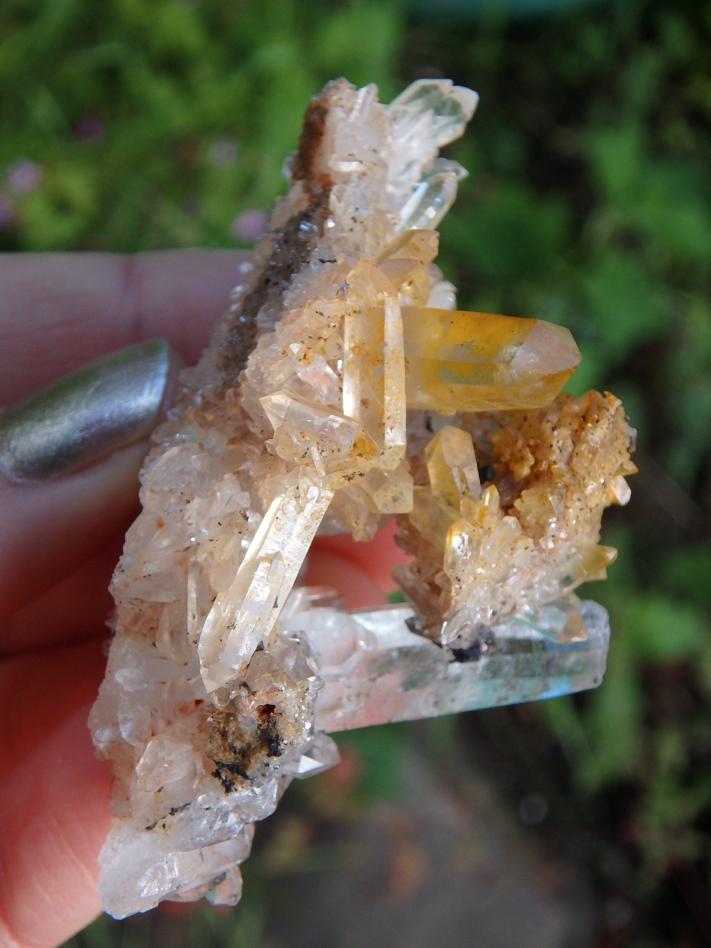 Rainbow Mayanite Clear Quartz Cluster From Arkansas - Earth Family Crystals