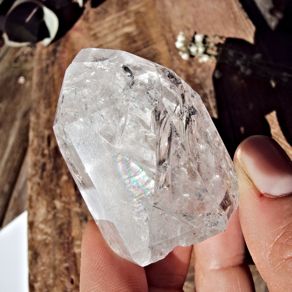 Fire & Ice Clear Quartz Standing Polished Tower from Brazil (REDUCED) #1 - Earth Family Crystals