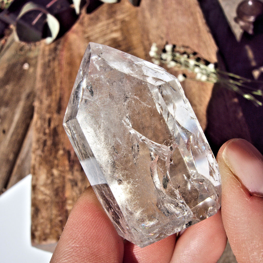 Fire & Ice Clear Quartz Standing Polished Tower from Brazil (REDUCED) #2 - Earth Family Crystals