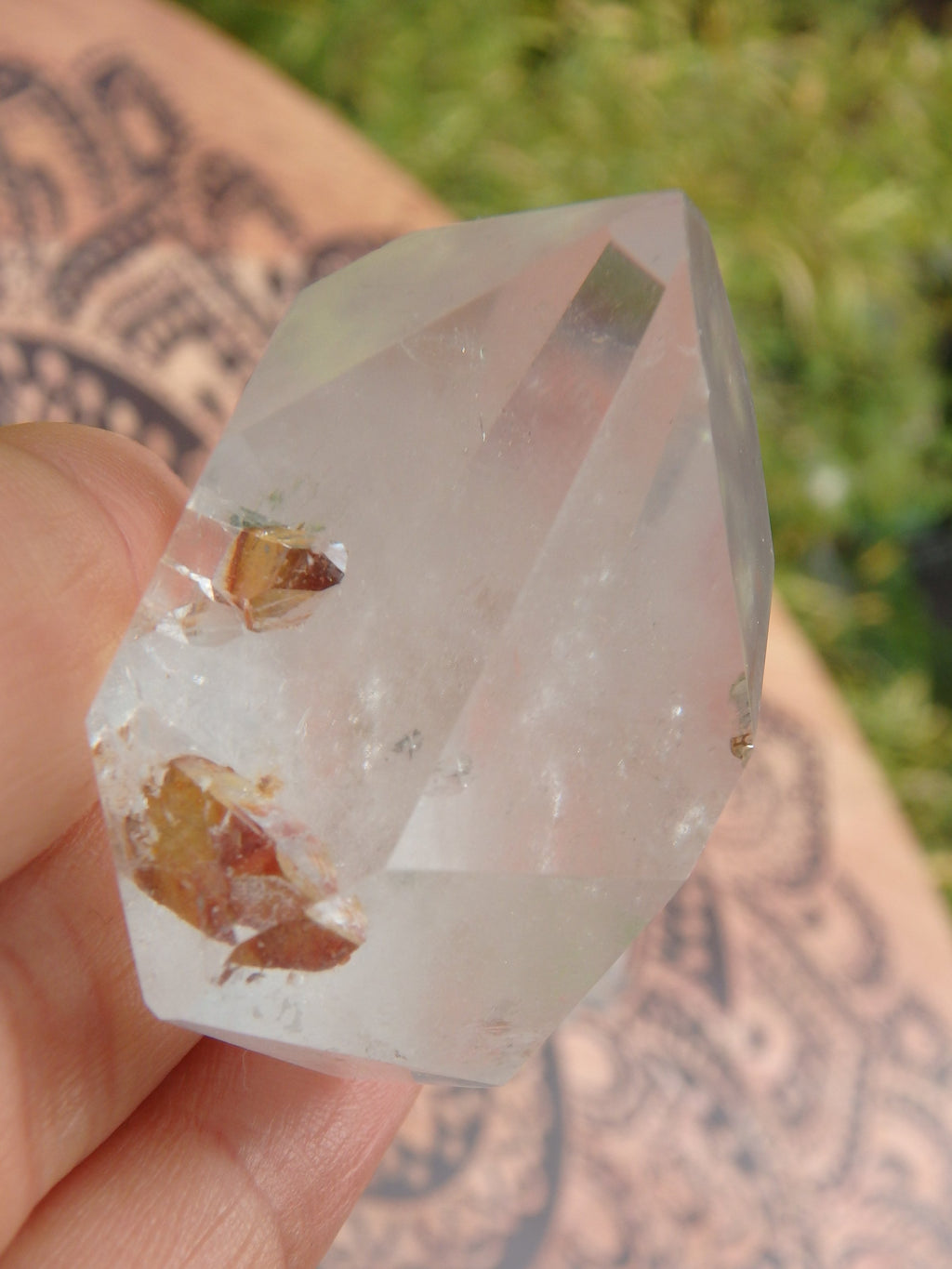 Free Form Polished Brazilian Clear Quartz With Golden Inter Grown Inner Child Points - Earth Family Crystals