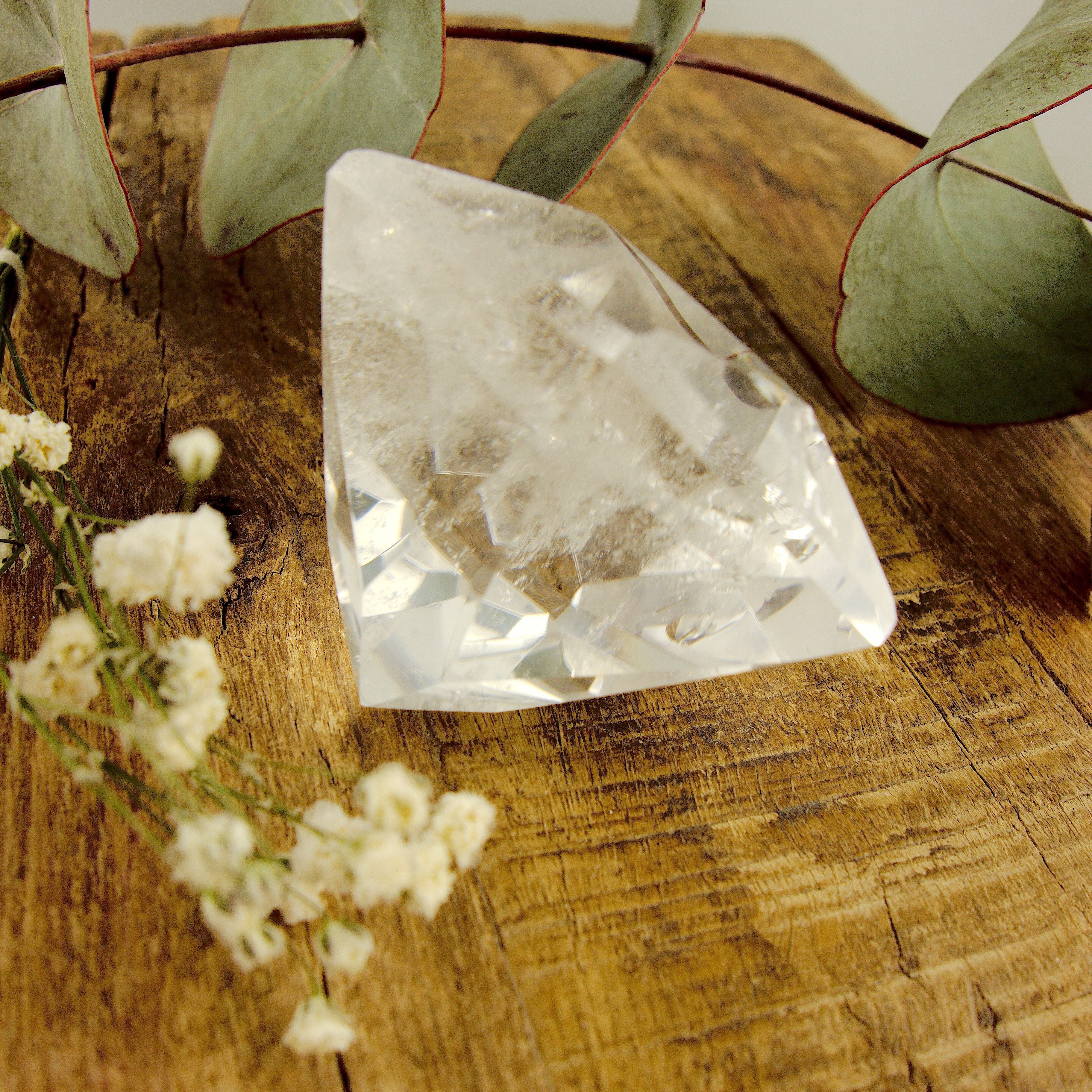 Stunning Large Faceted Diamond Cut Clear Quartz Specimen #1 - Earth Family Crystals