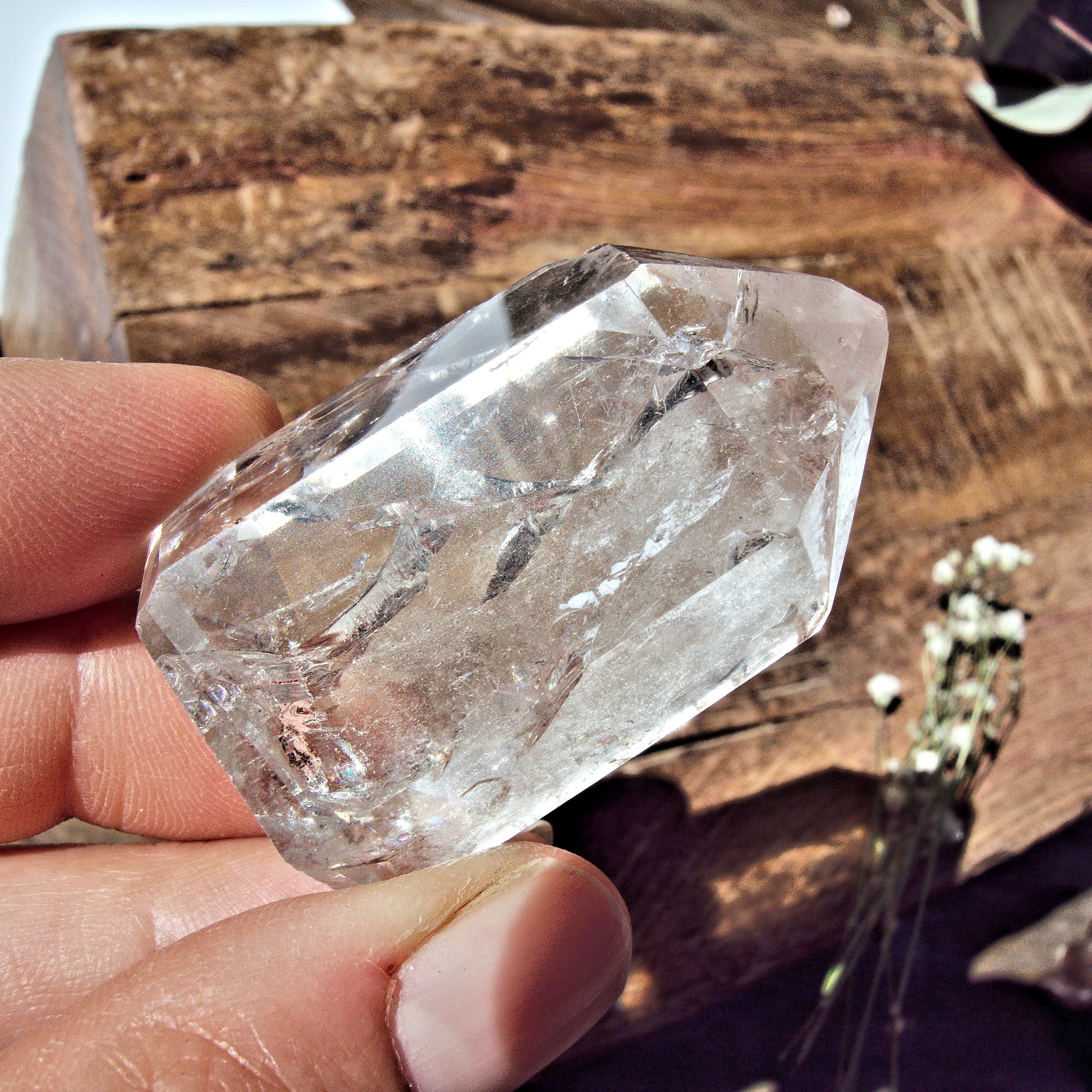 Fire & Ice Clear Quartz Standing Polished Tower from Brazil (REDUCED) #2 - Earth Family Crystals