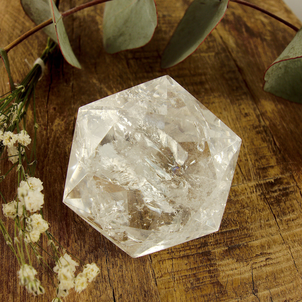 Stunning Medium Faceted Diamond Cut Clear Quartz Specimen #2 - Earth Family Crystals