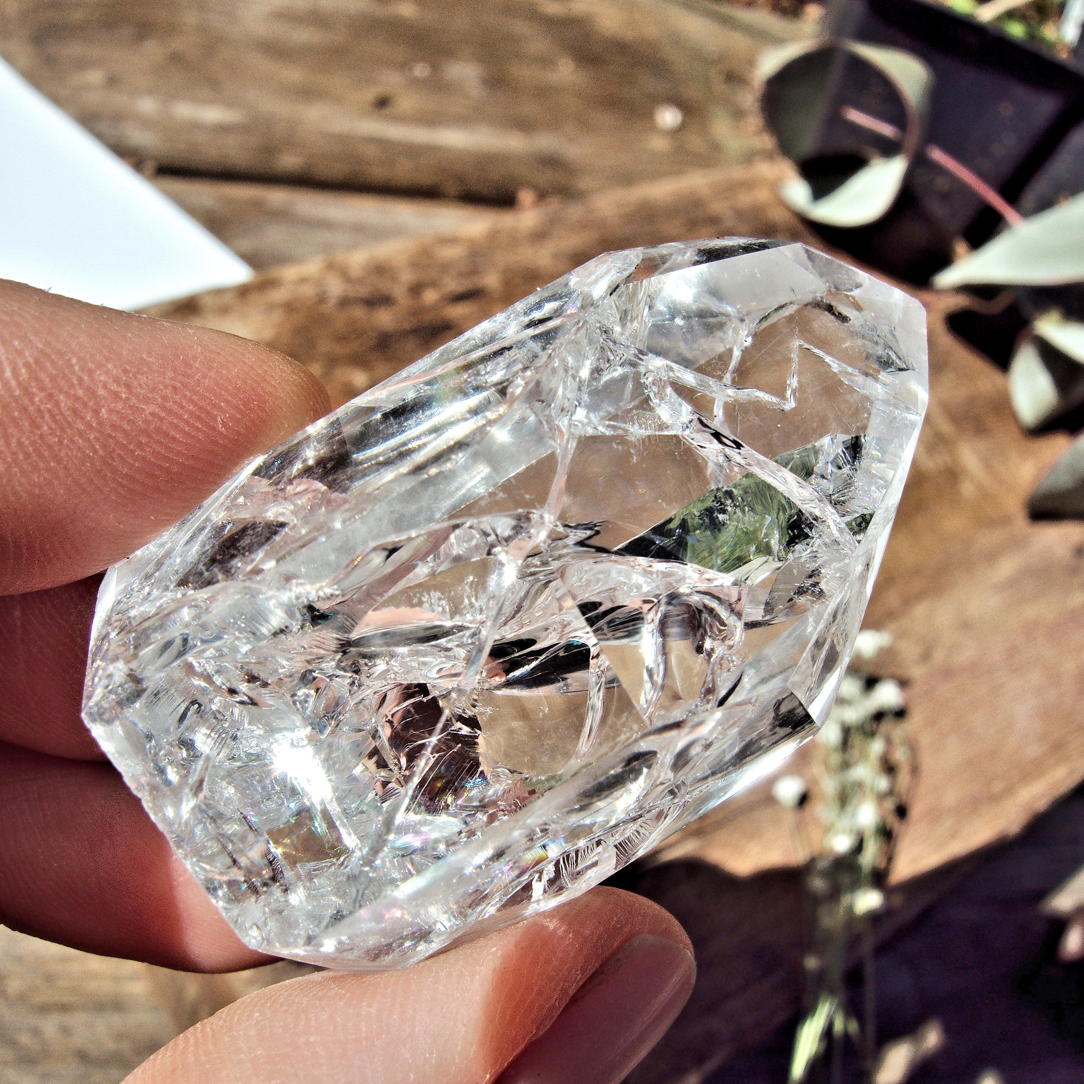 Fire & Ice Clear Quartz Standing Polished Tower from Brazil (REDUCED) #3 - Earth Family Crystals