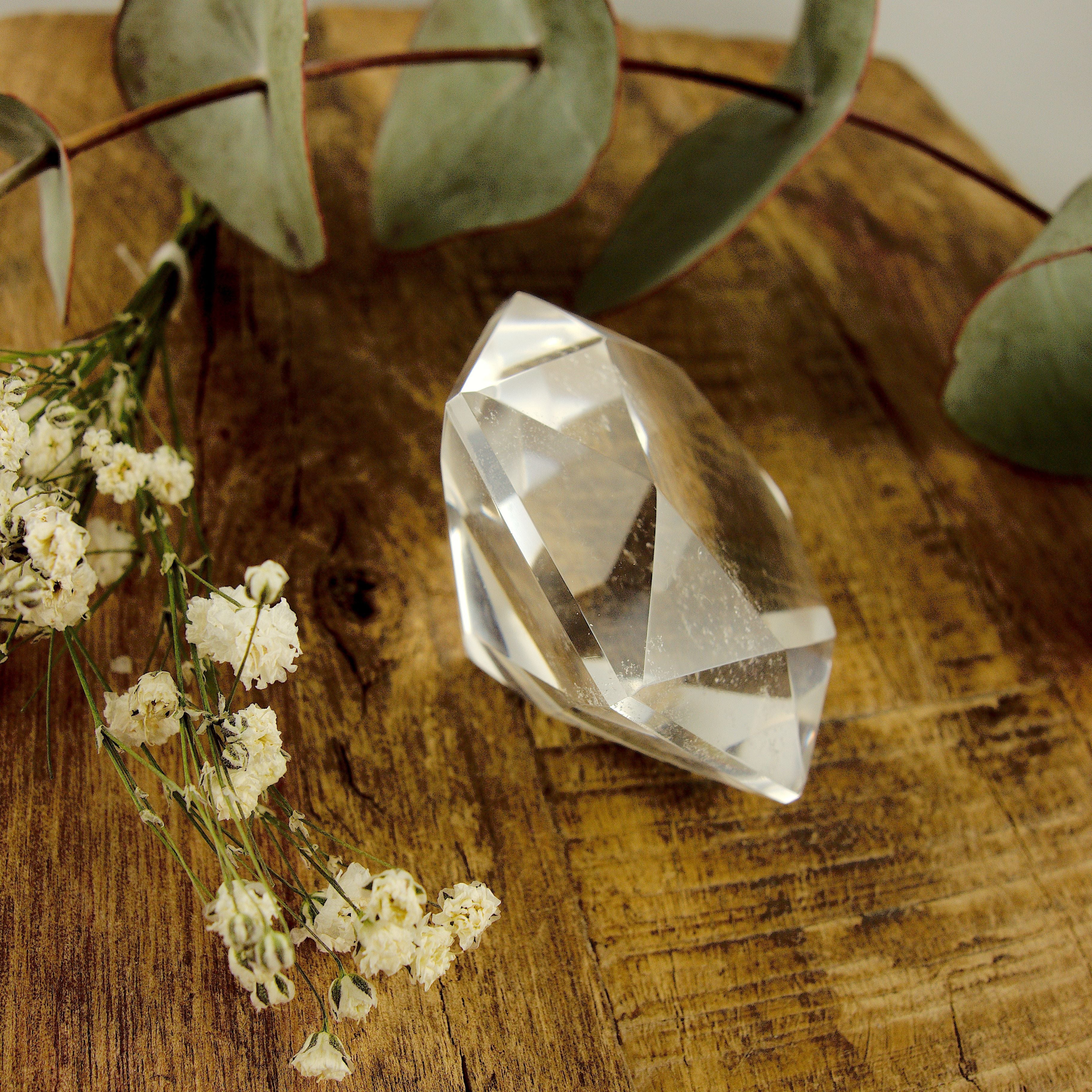 Stunning Medium Faceted Diamond Cut Clear Quartz Specimen #1 - Earth Family Crystals