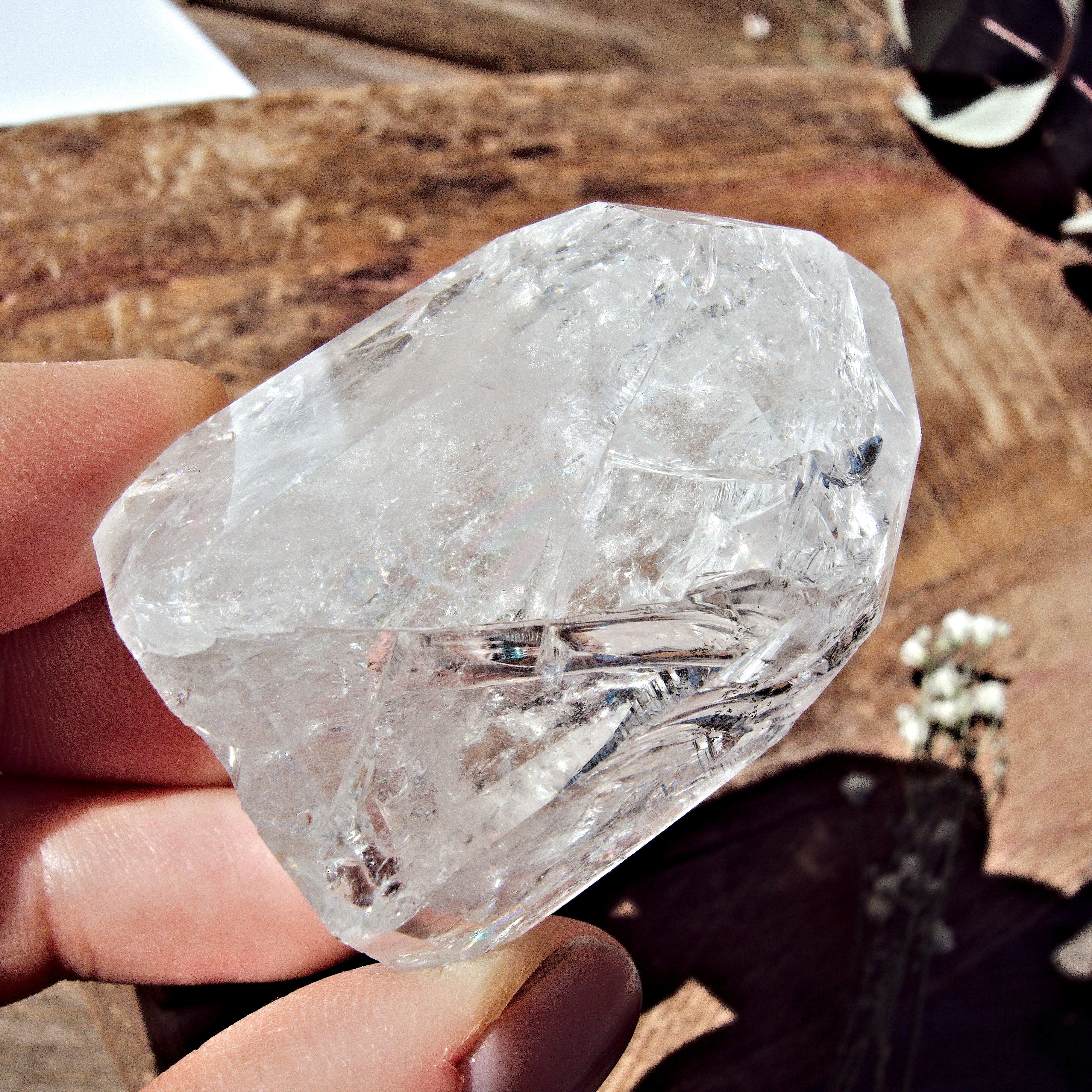 Fire & Ice Clear Quartz Standing Polished Tower from Brazil (REDUCED) #1 - Earth Family Crystals