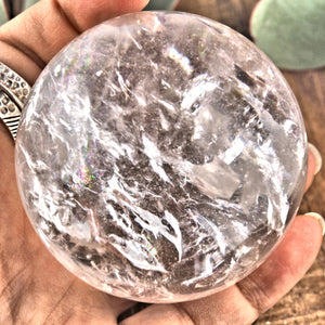 Mesmerizing Rainbow Filled XL Clear Quartz Sphere From Brazil - Earth Family Crystals