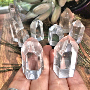 Set of 2 High Clarity Clear Quartz Generator Standing Points Perfect for Crystal Grids