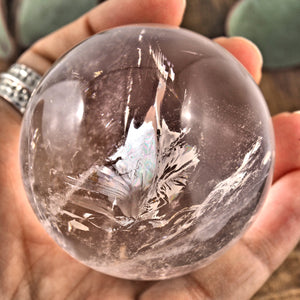 Mesmerizing Rainbow Filled Large Clear Quartz Sphere From Brazil #1 - Earth Family Crystals