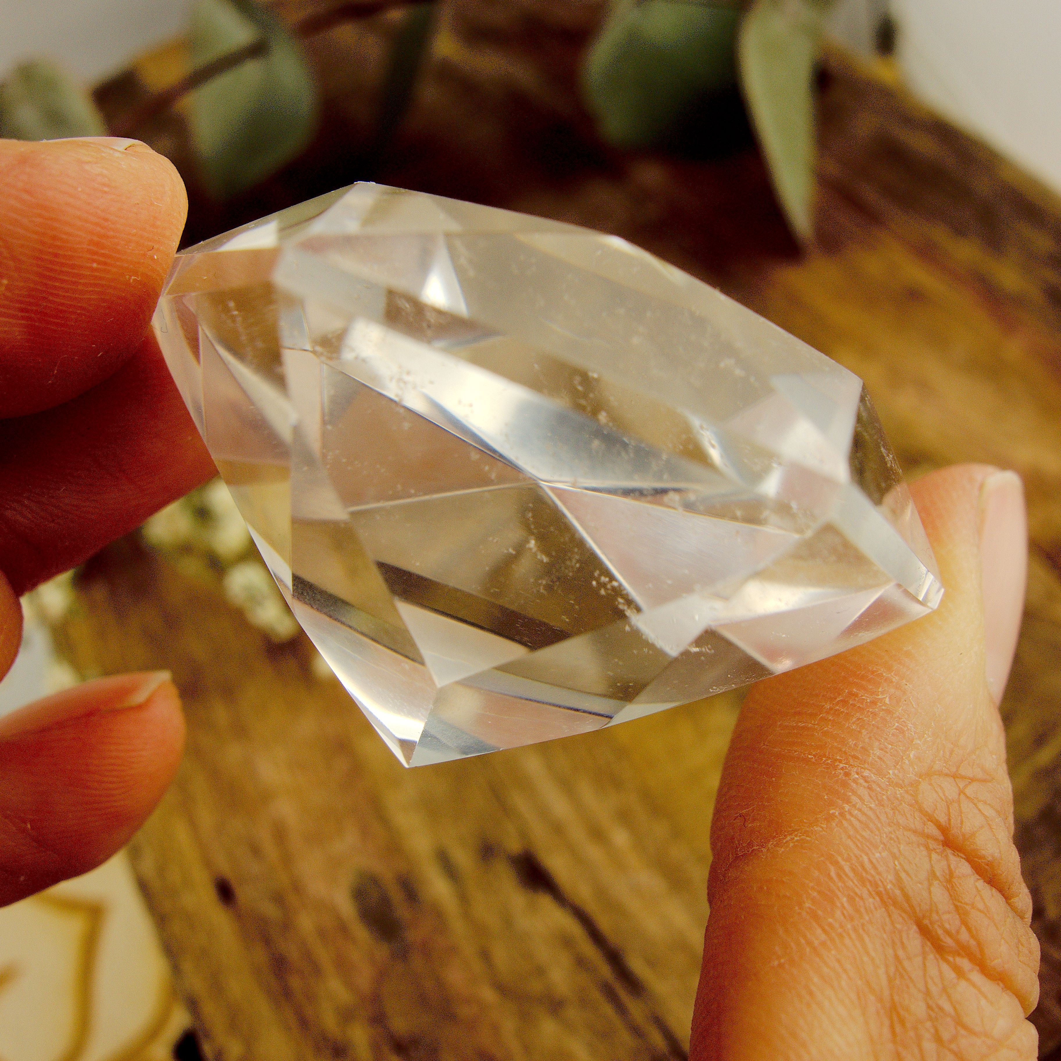 Stunning Medium Faceted Diamond Cut Clear Quartz Specimen #1 - Earth Family Crystals