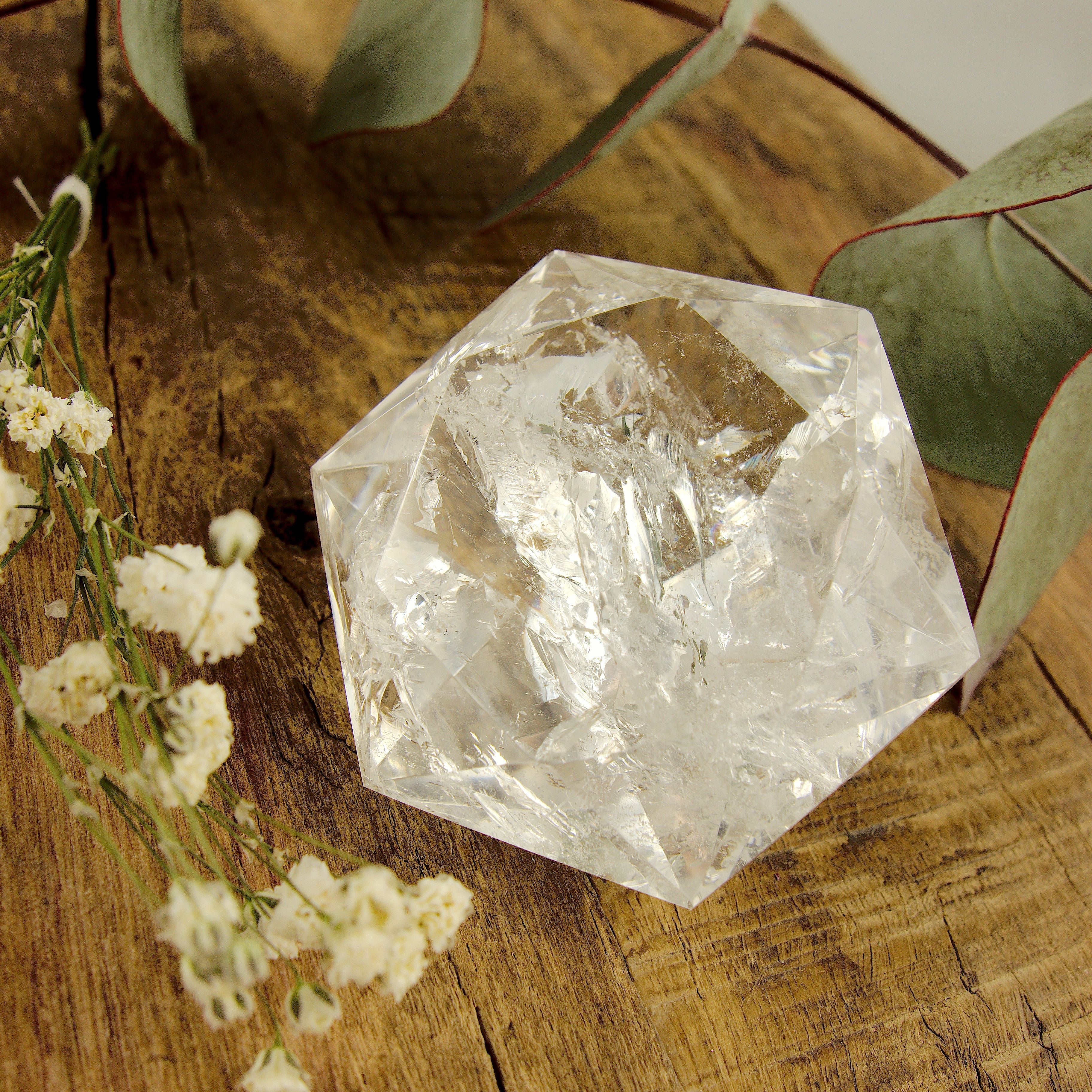 Stunning Medium Faceted Diamond Cut Clear Quartz Specimen #2 - Earth Family Crystals