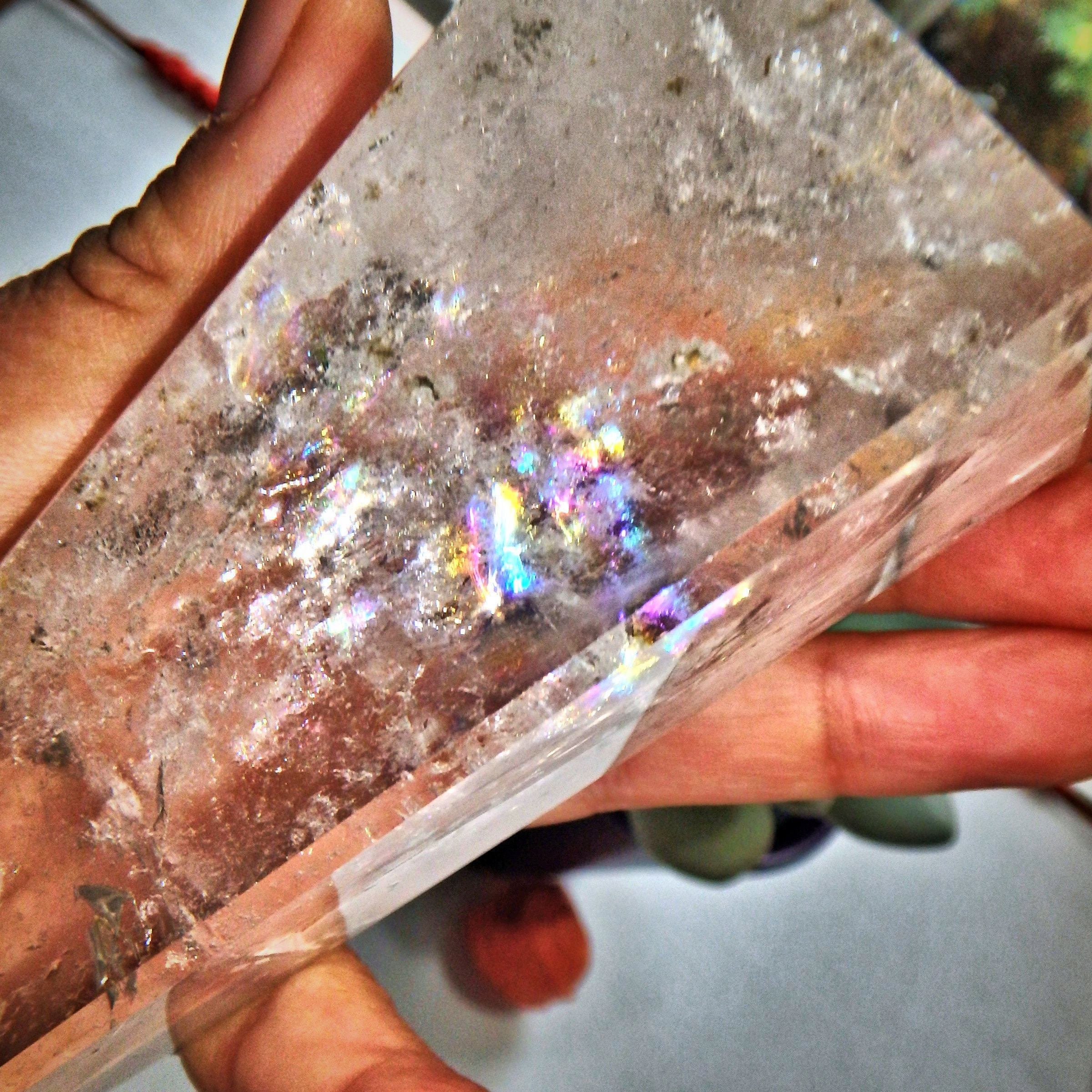 Dancing Rainbows Tall Clear Quartz Standing Obelisk Display Specimen - Earth Family Crystals