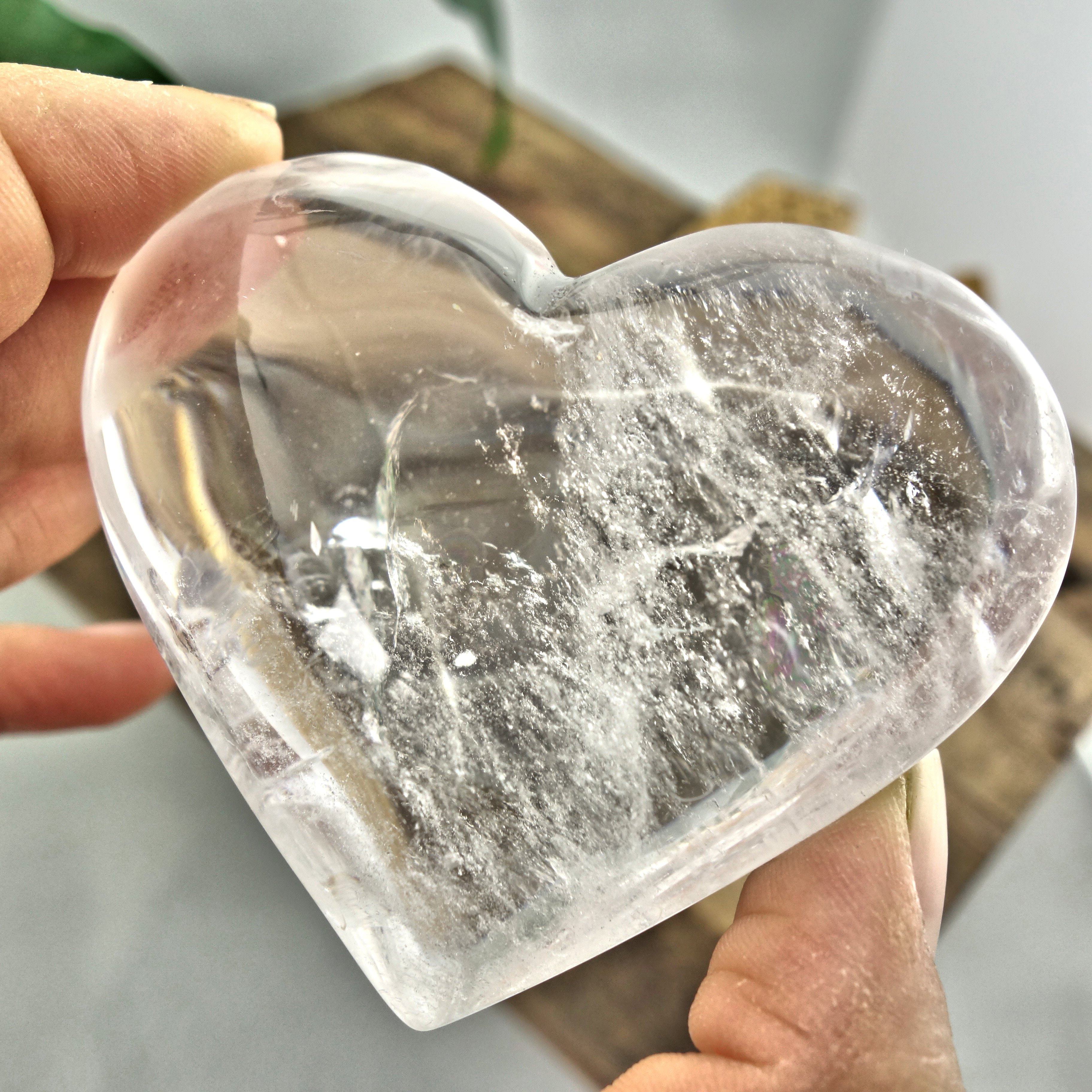 Beautiful Rainbow Inclusions Brazilian Clear Quartz Love Heart - Earth Family Crystals