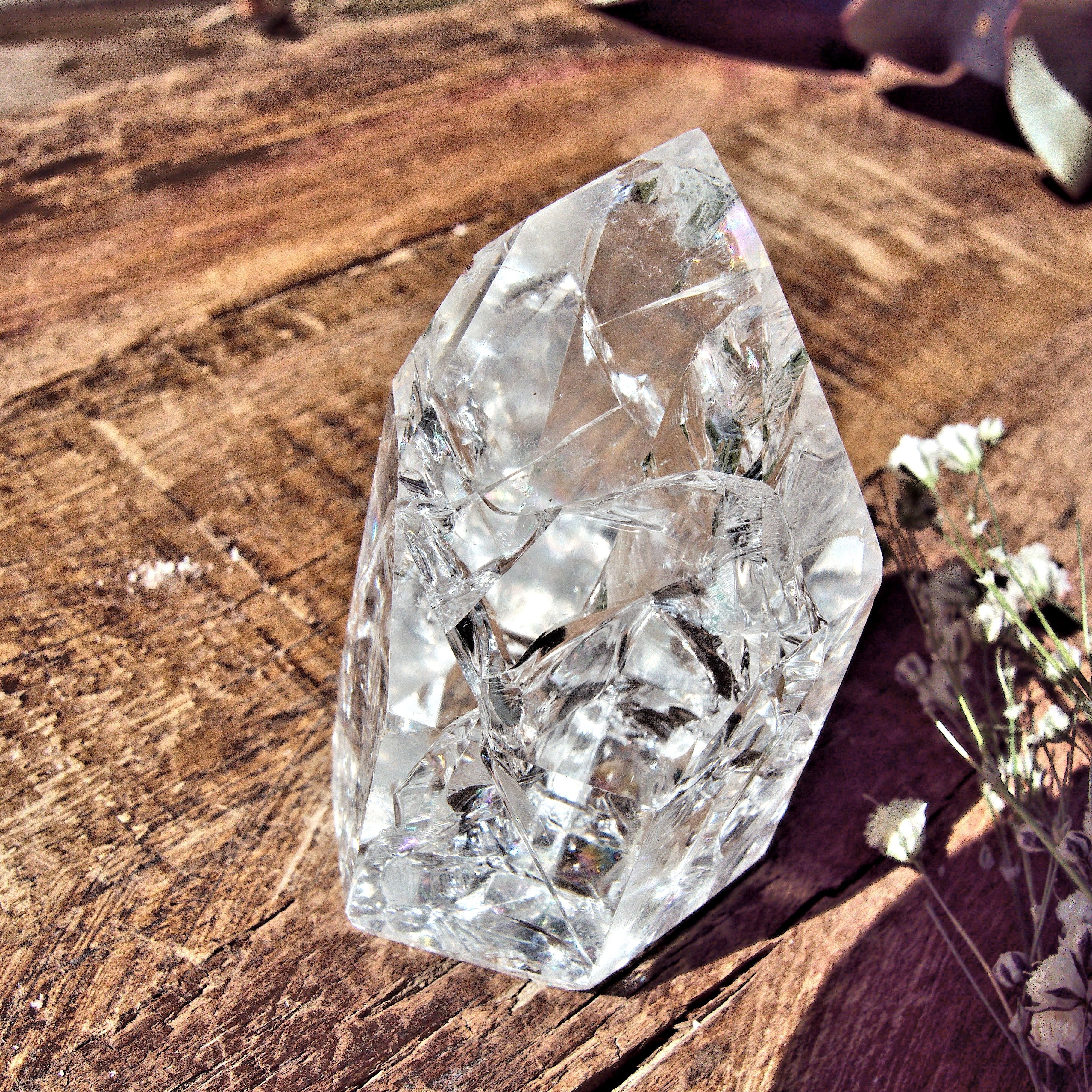 Fire & Ice Clear Quartz Standing Polished Tower from Brazil (REDUCED) #3 - Earth Family Crystals