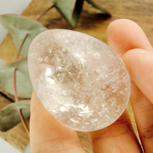 Adorable Hand Held Clear Quartz Egg Carving #2 - Earth Family Crystals