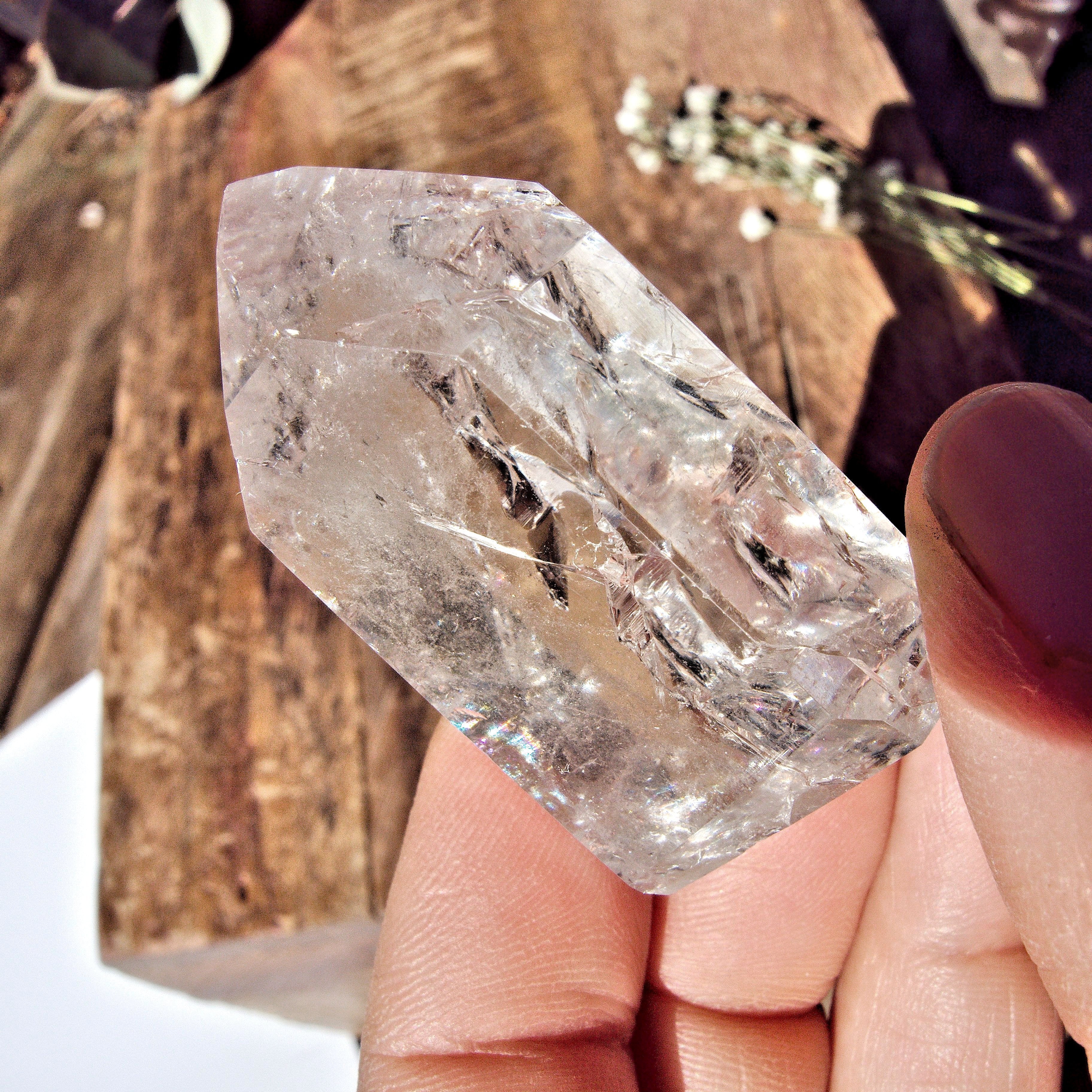 Fire & Ice Clear Quartz Standing Polished Tower from Brazil (REDUCED) #2 - Earth Family Crystals