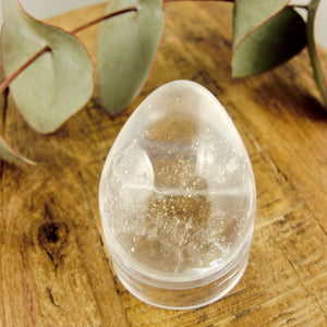 Adorable Hand Held Clear Quartz Egg Carving #3 - Earth Family Crystals