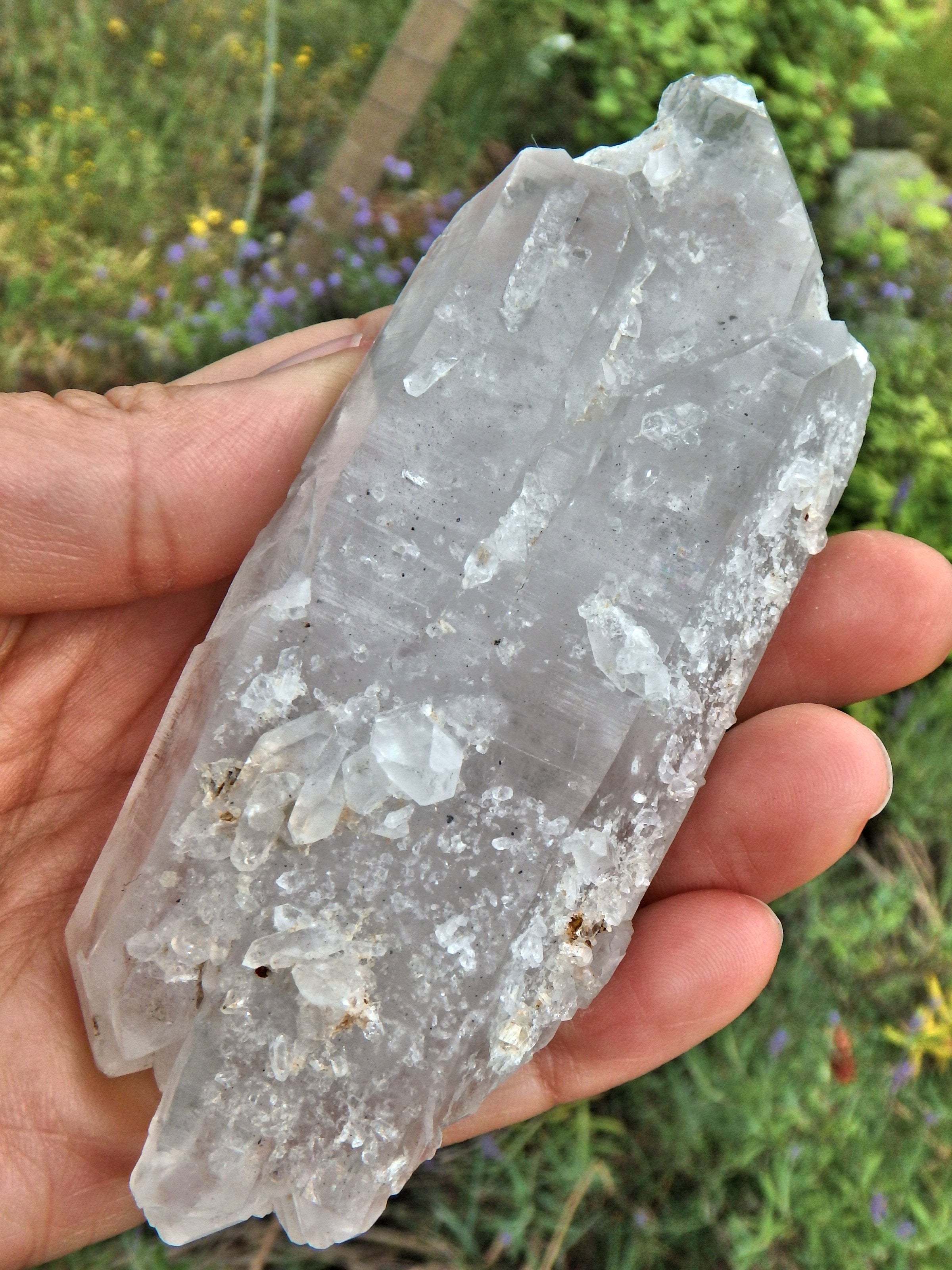 Elestial Arkansas Clear Quartz Chunky Specimen With Self Healing & Barnacles - Earth Family Crystals