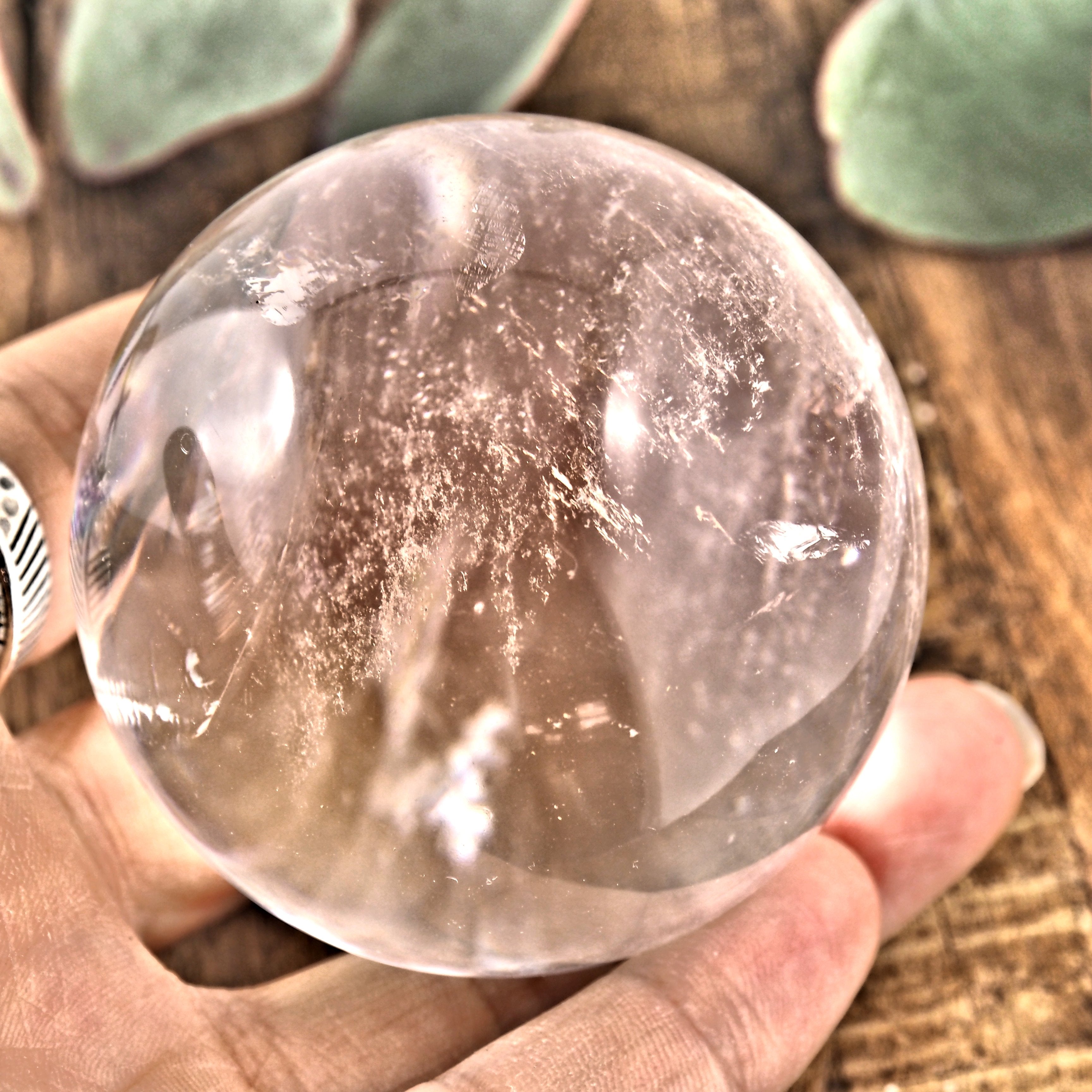 Mesmerizing Rainbow Filled Large Clear Quartz Sphere From Brazil #1 - Earth Family Crystals