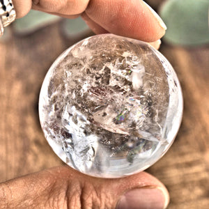 Mesmerizing Rainbow Filled Small Clear Quartz Sphere From Brazil - Earth Family Crystals