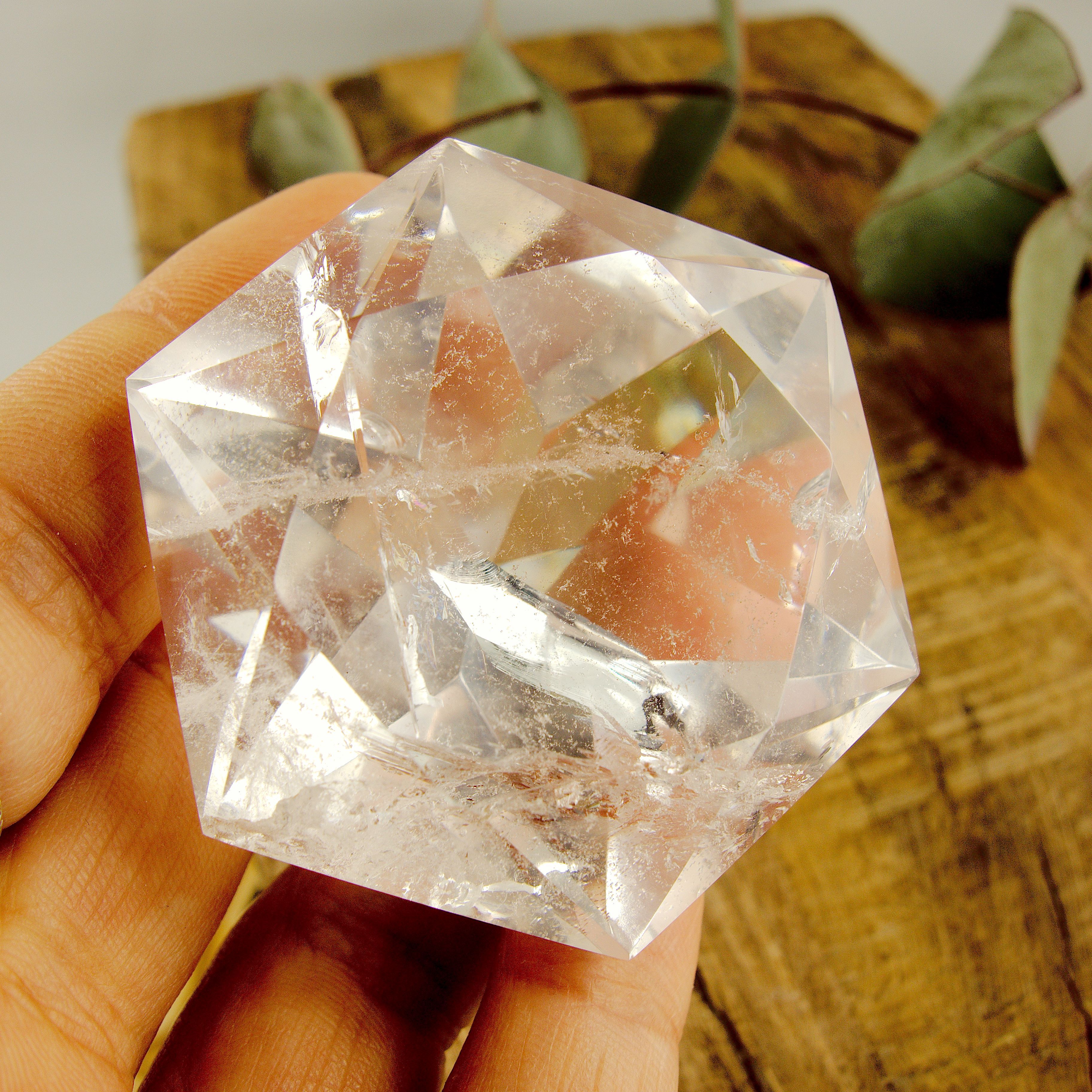 Stunning Large Faceted Diamond Cut Clear Quartz Specimen #2 - Earth Family Crystals