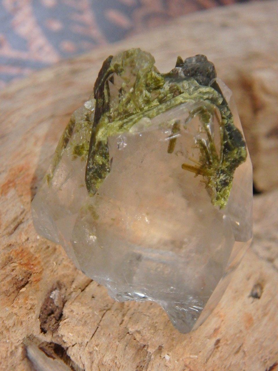 Brilliant Clear Quartz & Epidot Hand Held Specimen from Brazil - Earth Family Crystals