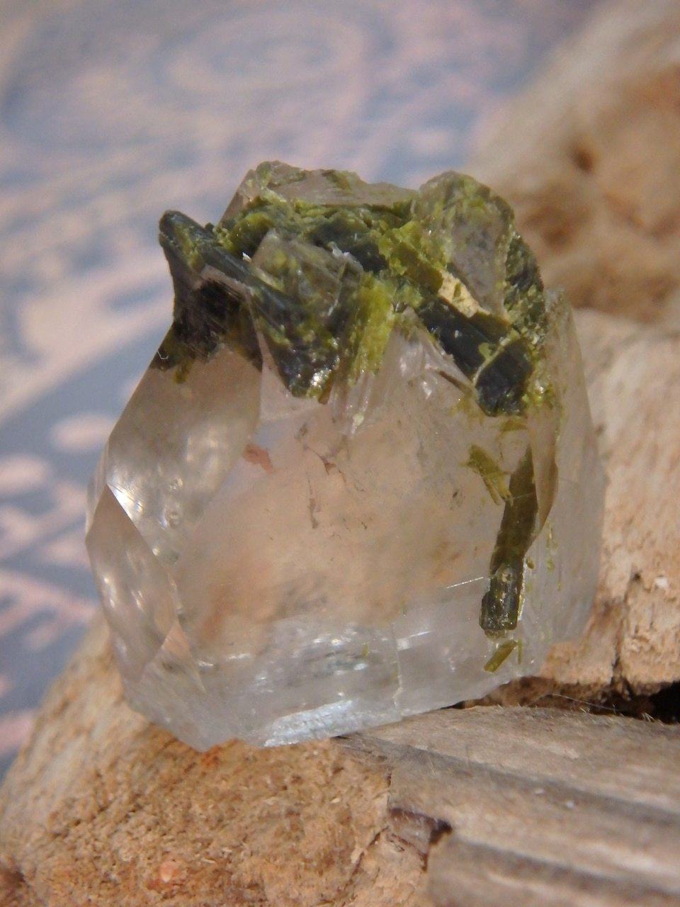 Brilliant Clear Quartz & Epidot Hand Held Specimen from Brazil - Earth Family Crystals