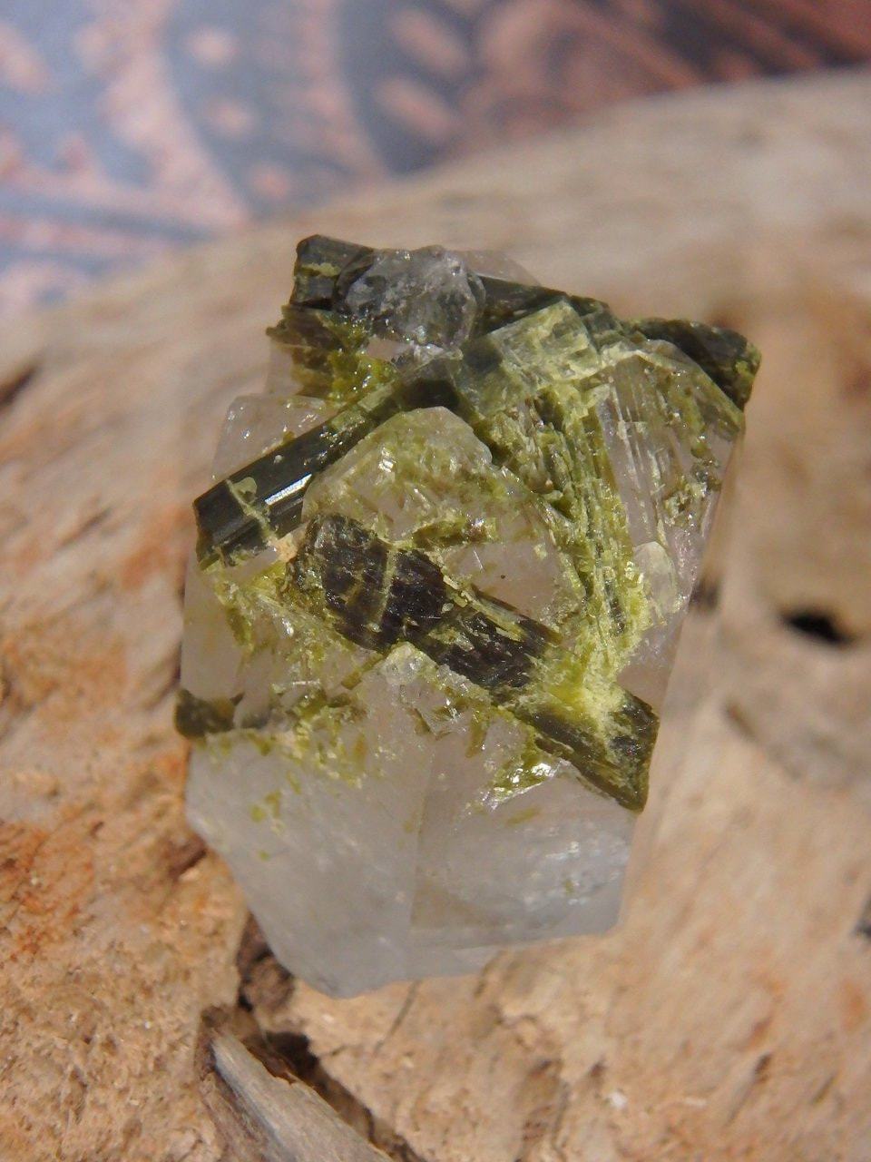 Brilliant Clear Quartz & Epidot Hand Held Specimen from Brazil - Earth Family Crystals