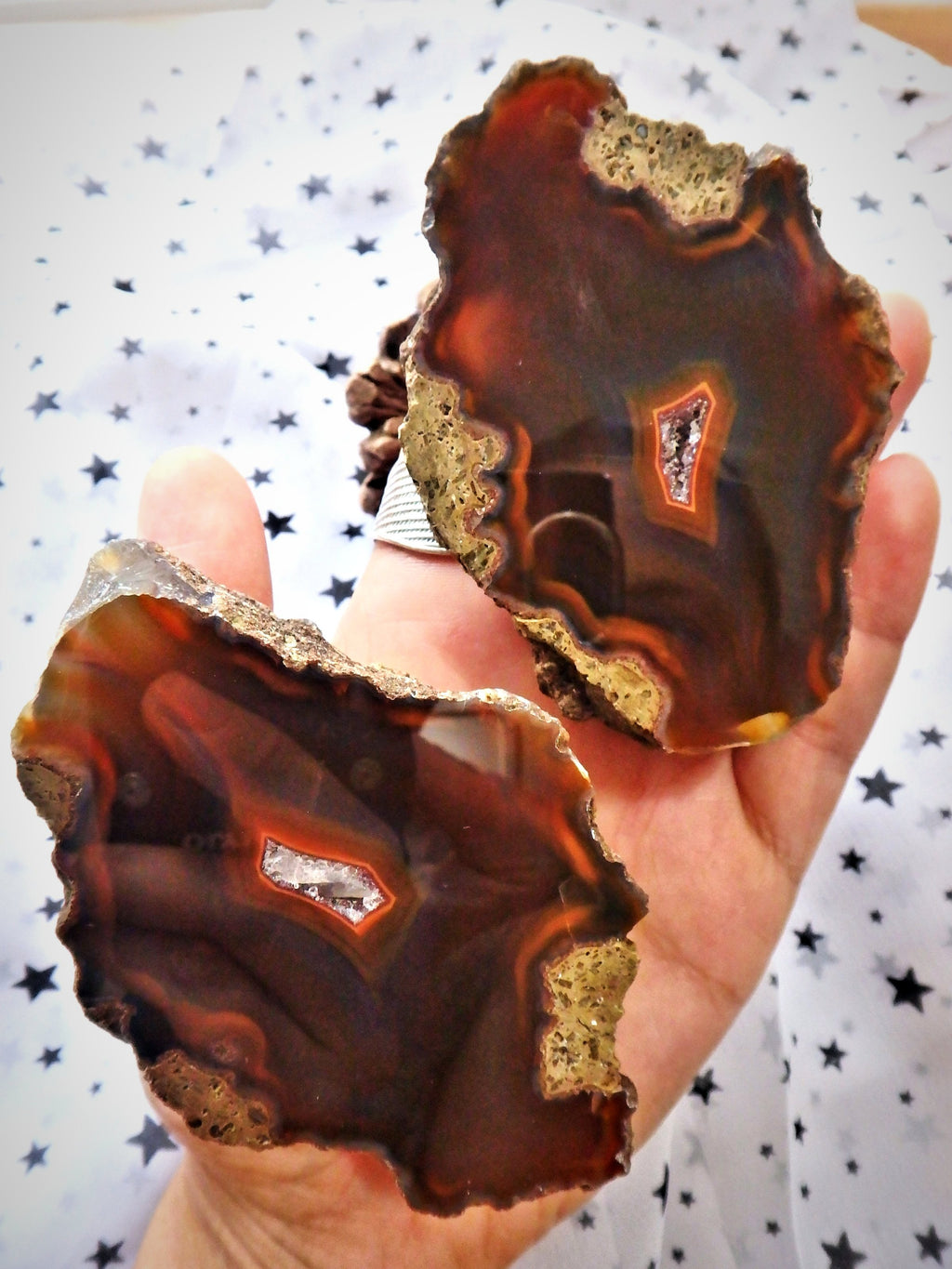 Patagonia Condor Agate Complete Matching Halves Specimen With Druzy Cave - Earth Family Crystals