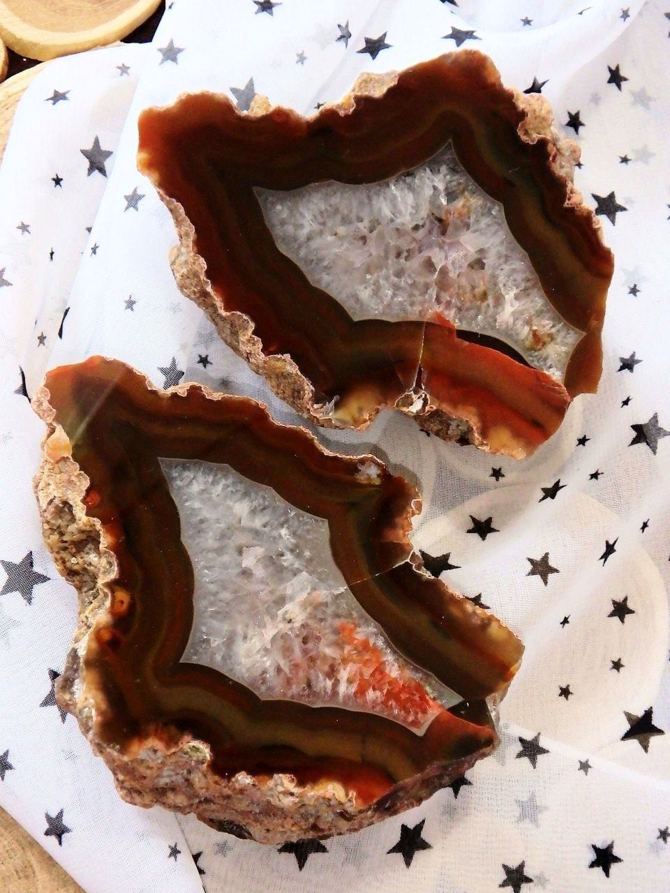 Collectors Condor Agate Partially Polished Large Complete Set of 2 Halves Specimen - Earth Family Crystals