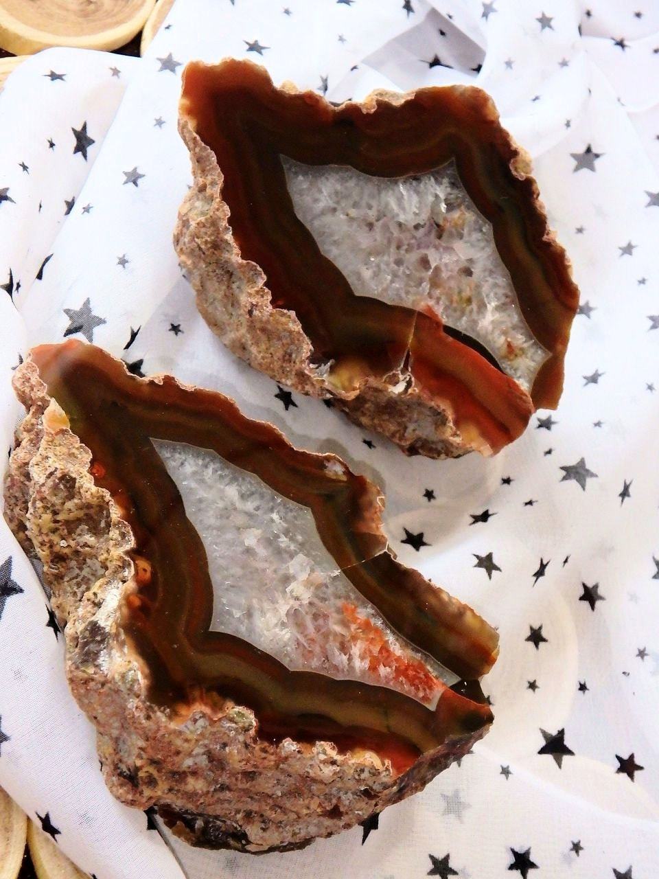 Collectors Condor Agate Partially Polished Large Complete Set of 2 Halves Specimen - Earth Family Crystals