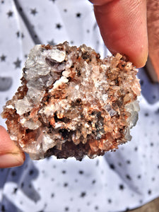 Sparkling Orange & Black Natural Creedite With Fluorite Inclusions from Mexico