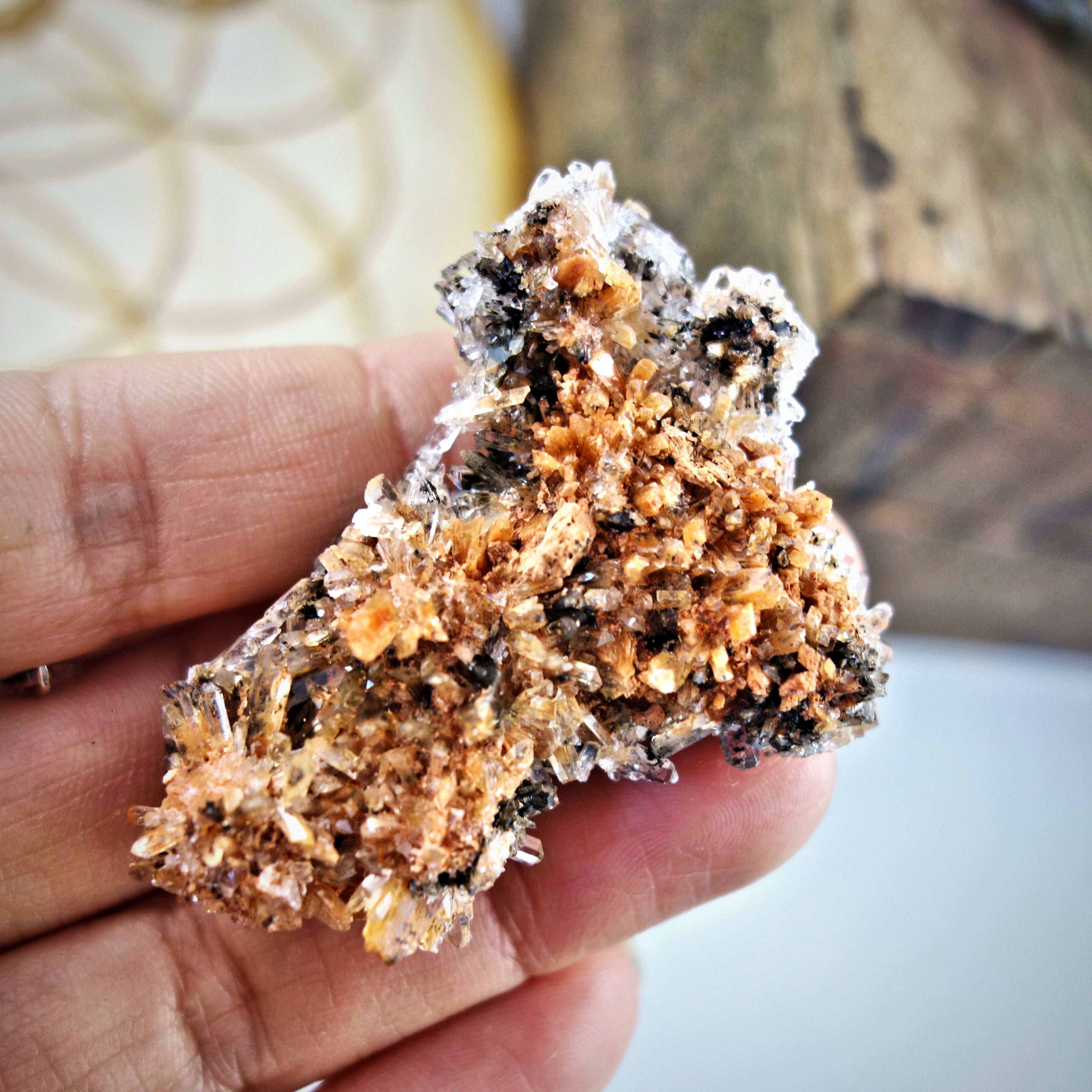 Unique Shape Rare Creedite Hand Held Specimen From Mexico - Earth Family Crystals