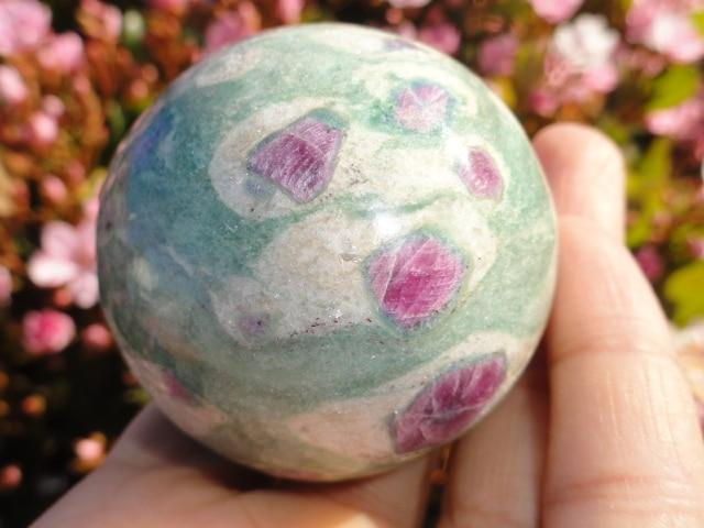 Stunning RUBY FUCHSITE GEMSTONE SPHERE - Earth Family Crystals