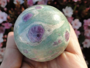 Stunning RUBY FUCHSITE GEMSTONE SPHERE - Earth Family Crystals