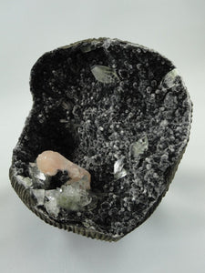 XXL BLACK CHALCEDONY GEODE With APOPHYLLITE  & PINK STILBITE inclusions Display Specimen* - Earth Family Crystals