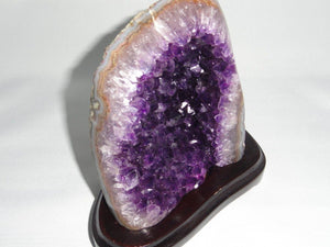 AMETHYST GEODE SPECIMEN (Includes Wood Stand) ~ STONE OF PROTECTION, FREEDOM FROM ADDICTIONS* - Earth Family Crystals