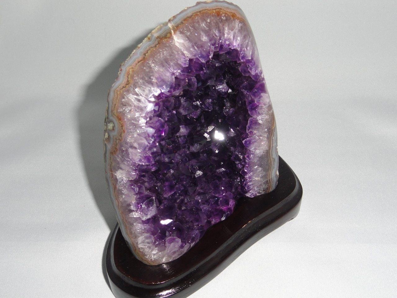 AMETHYST GEODE SPECIMEN (Includes Wood Stand) ~ STONE OF PROTECTION, FREEDOM FROM ADDICTIONS* - Earth Family Crystals